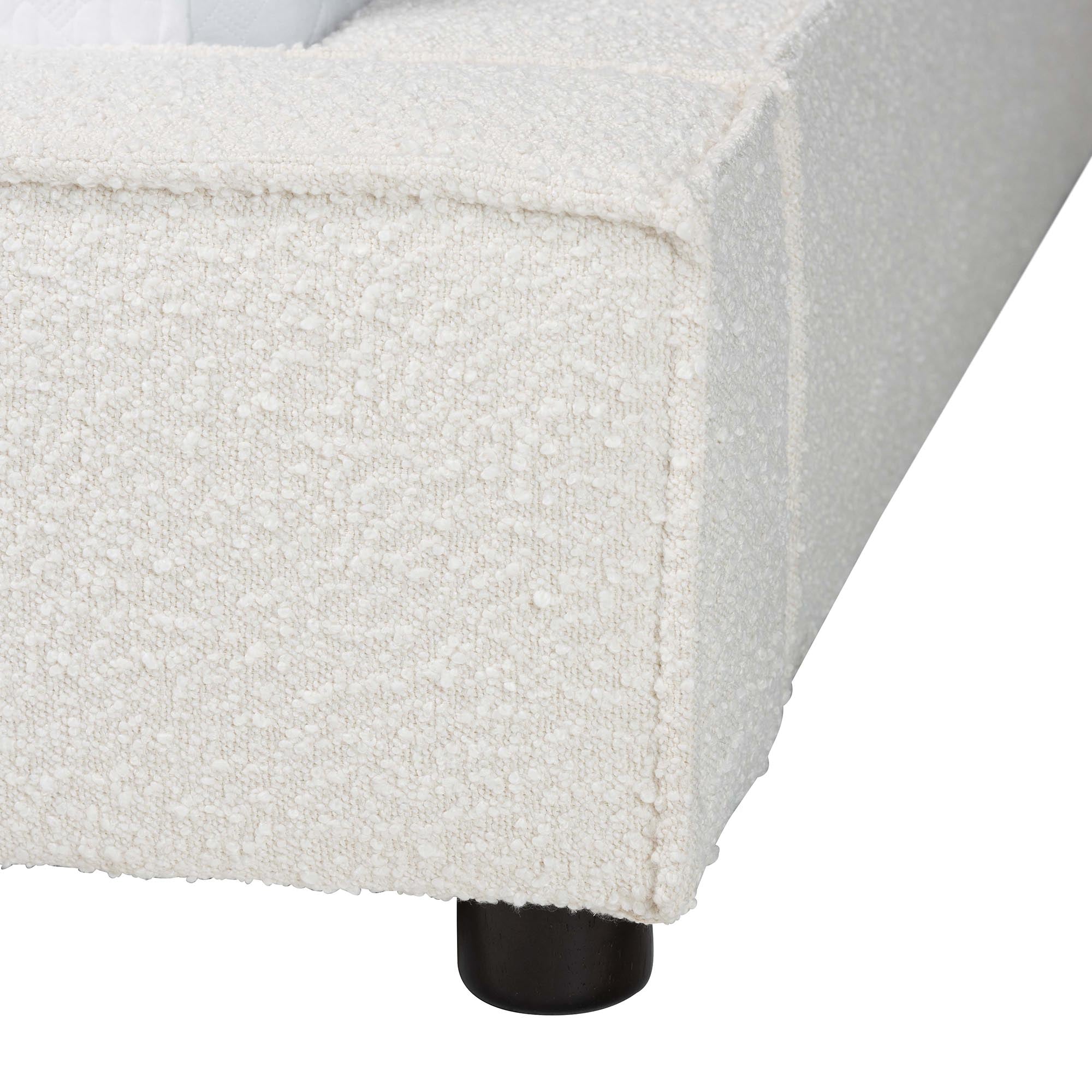 Bardia Modern Cream Boucle Queen Platform Bed with Wide Railing