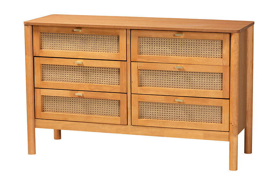 Jenn Golden Brown Wood Japandi 3-Piece Storage Set with Distressed-Finished Rattan