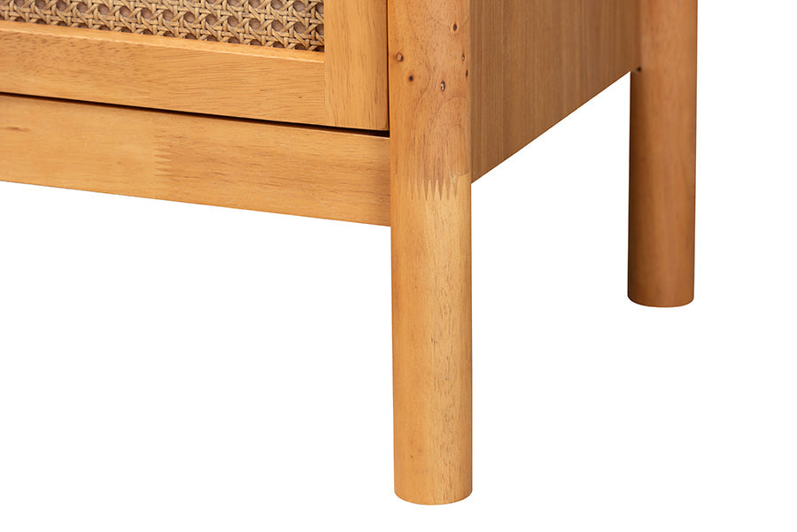 Jenn Golden Brown Wood Japandi 3-Piece Storage Set with Distressed-Finished Rattan