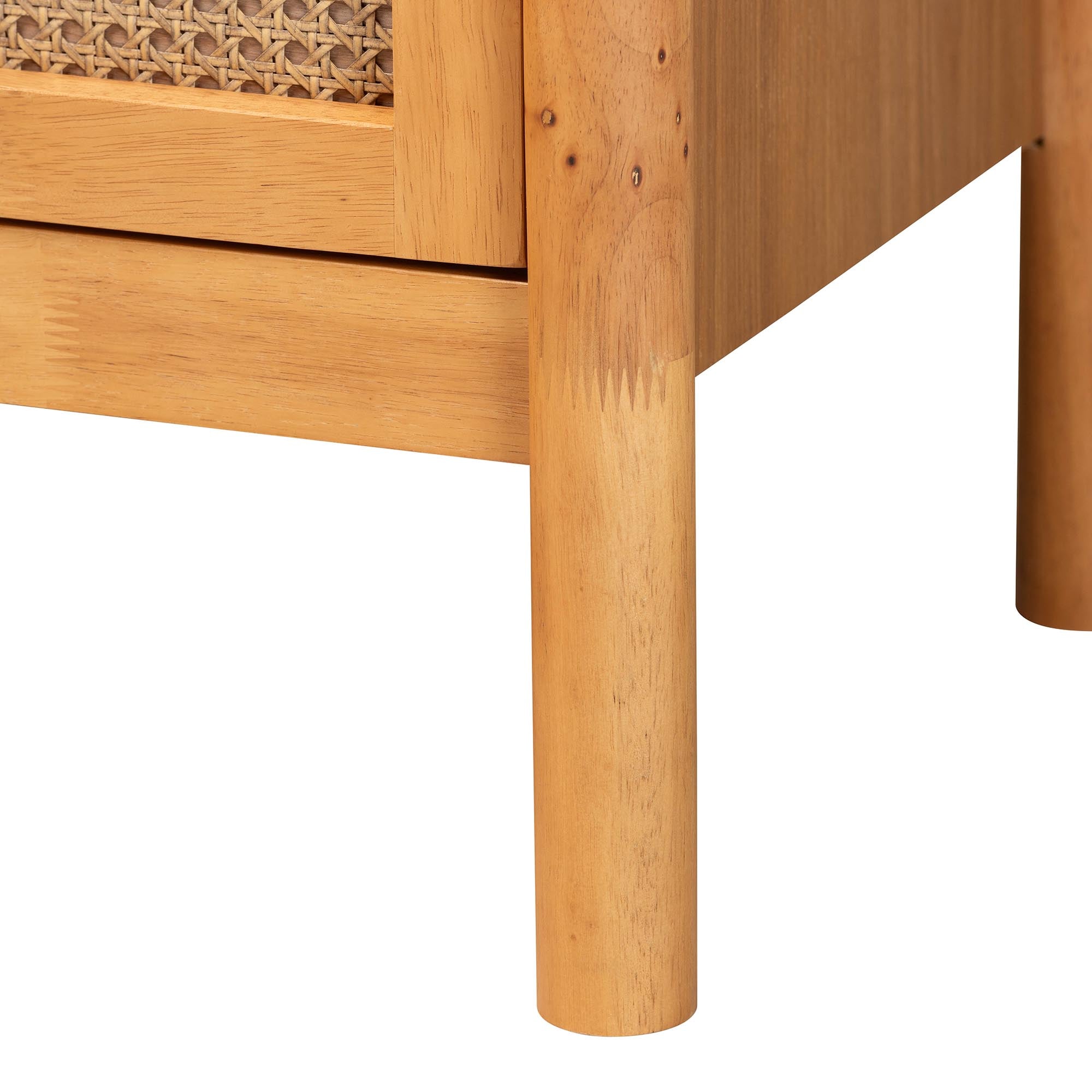 Jenn Golden Brown Wood Japandi 6-Drawer Dresser with Distressed-Finished Rattan