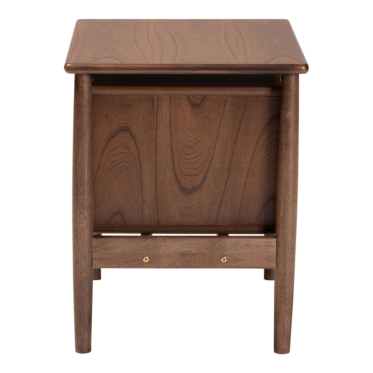 Alyssa Japandi Walnut Brown Wood 2-Drawer Nightstand Woven with Rattan