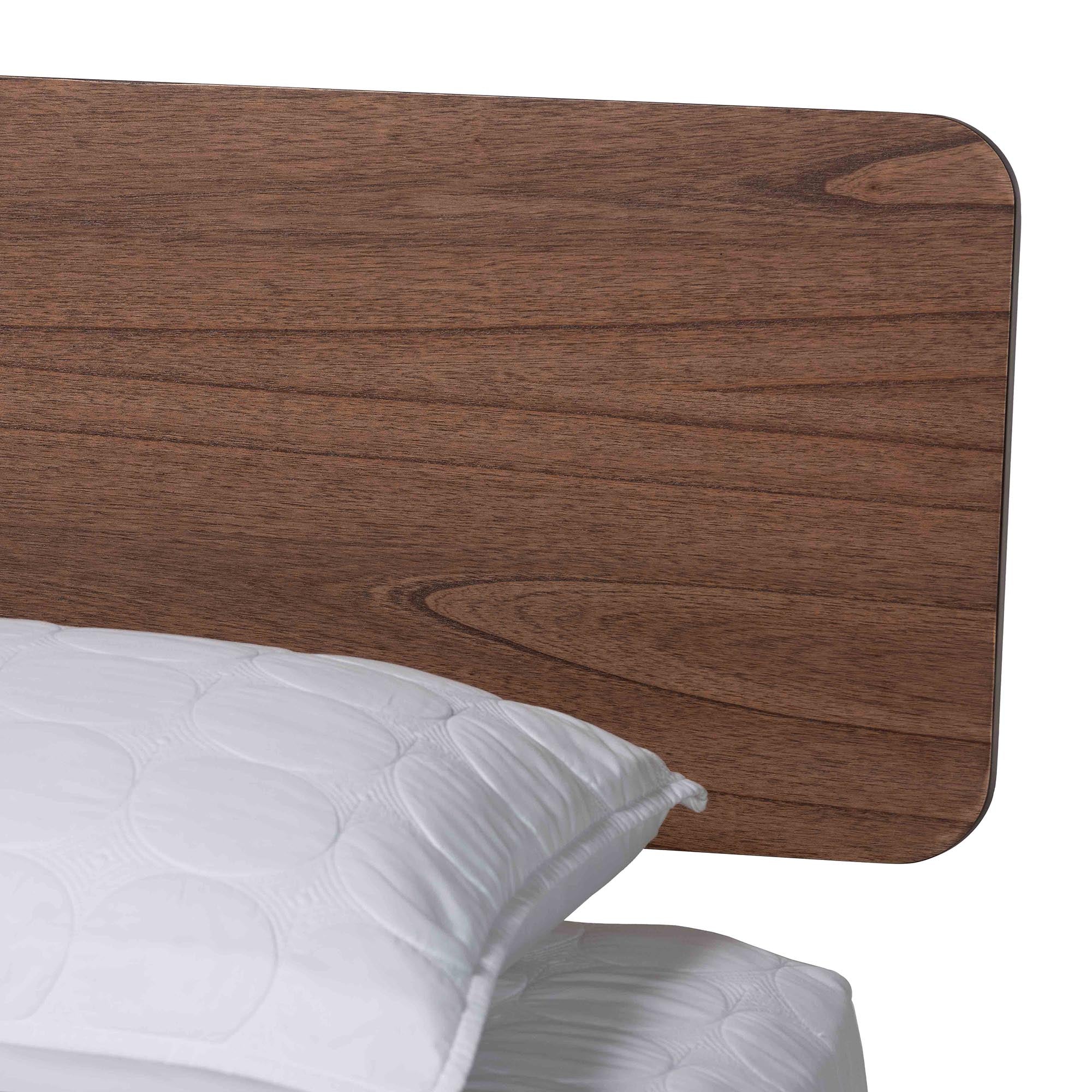 Alyssa Japandi Walnut Brown Wood King Size Platform Bed