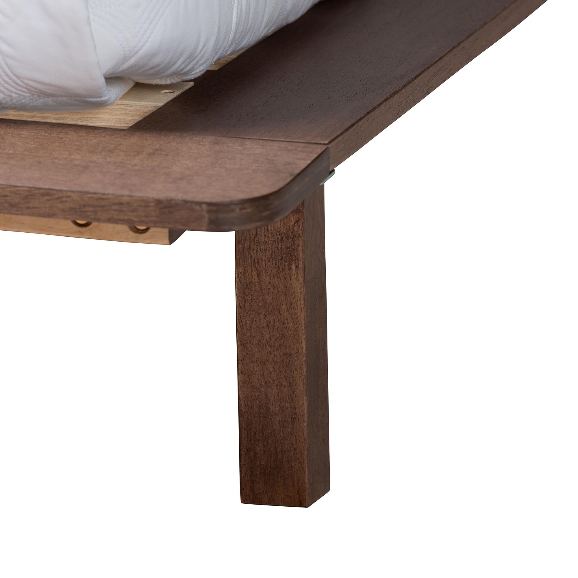 Alyssa Japandi Walnut Brown Wood King Size Platform Bed