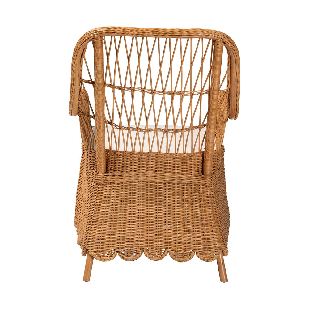 Teresa Bohemian Light Honey Scalloped Rattan Arm Chair