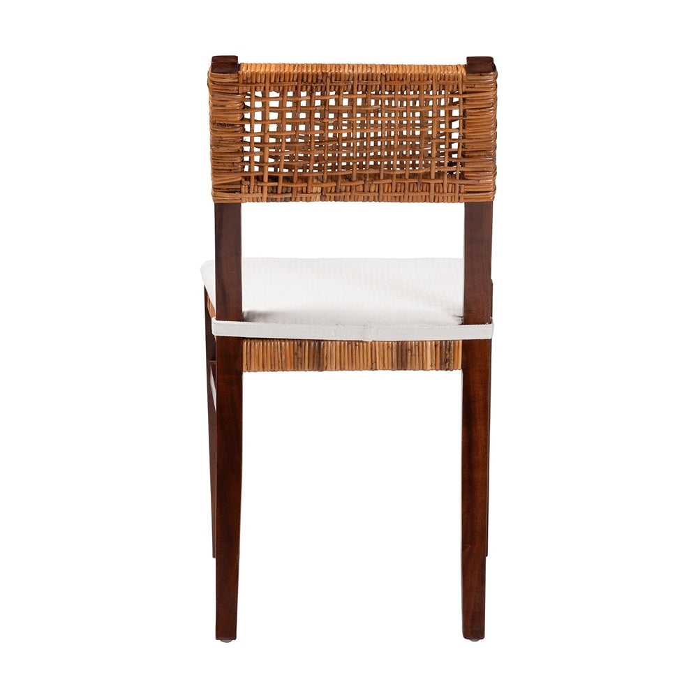 Dameka Bohemian Light Honey Rattan and Dark Brown Wood Dining Chair