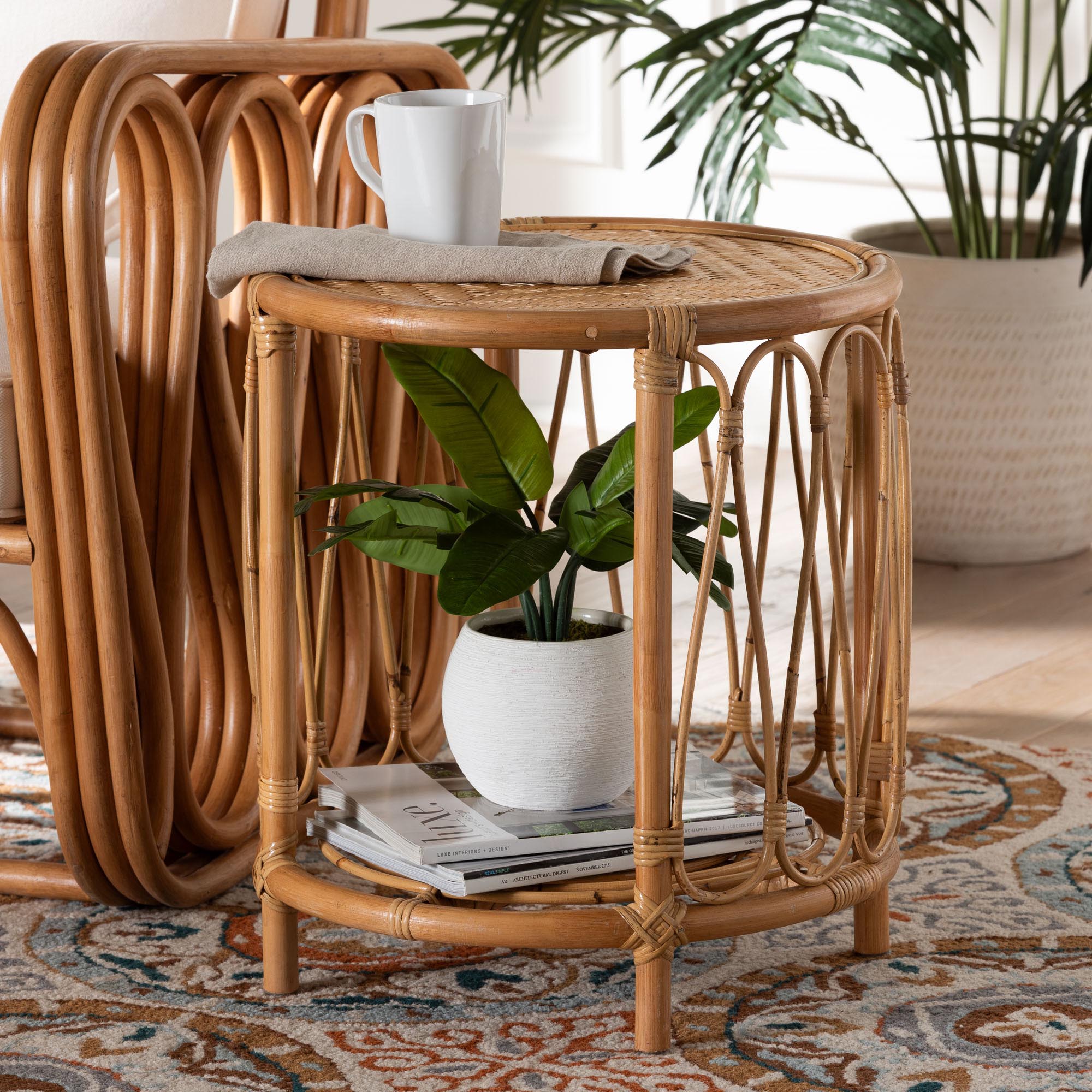 Berilo Bohemian Light Honey Rattan End Table