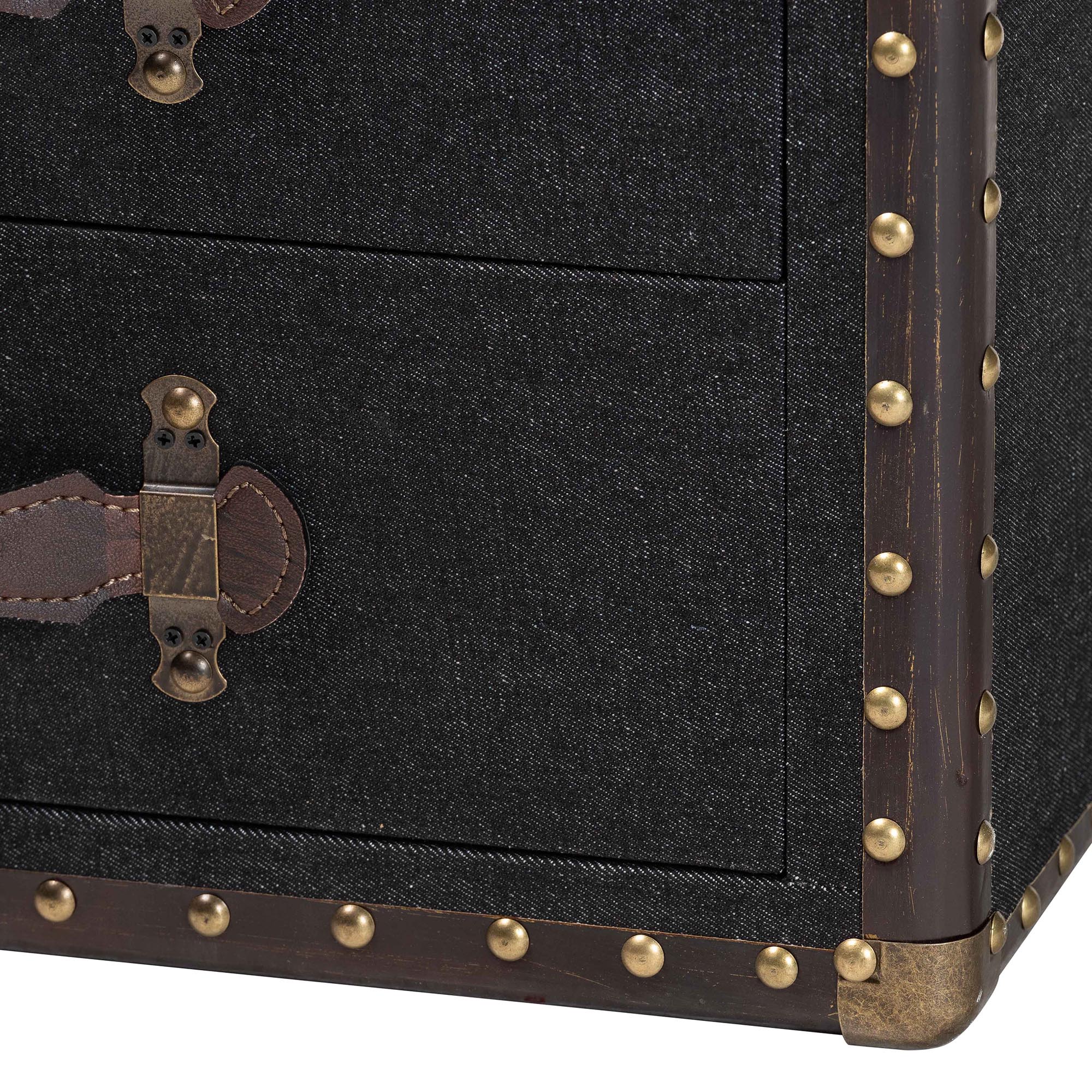 Jaelyn Vintage Black Canvas 4-Drawer End Table
