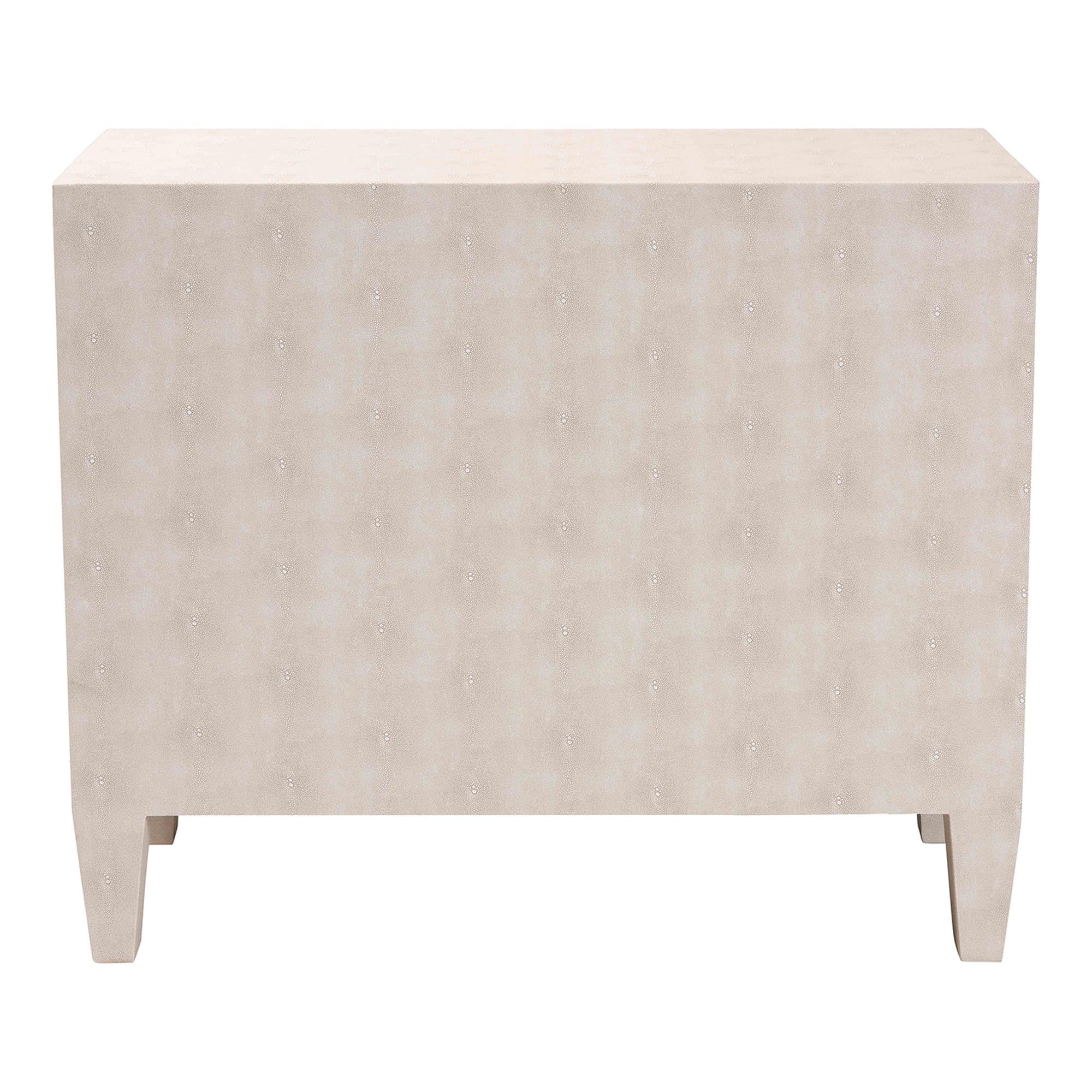 Leyna Modern Beige Faux Shagreen 3-Drawer Storage Cabinet