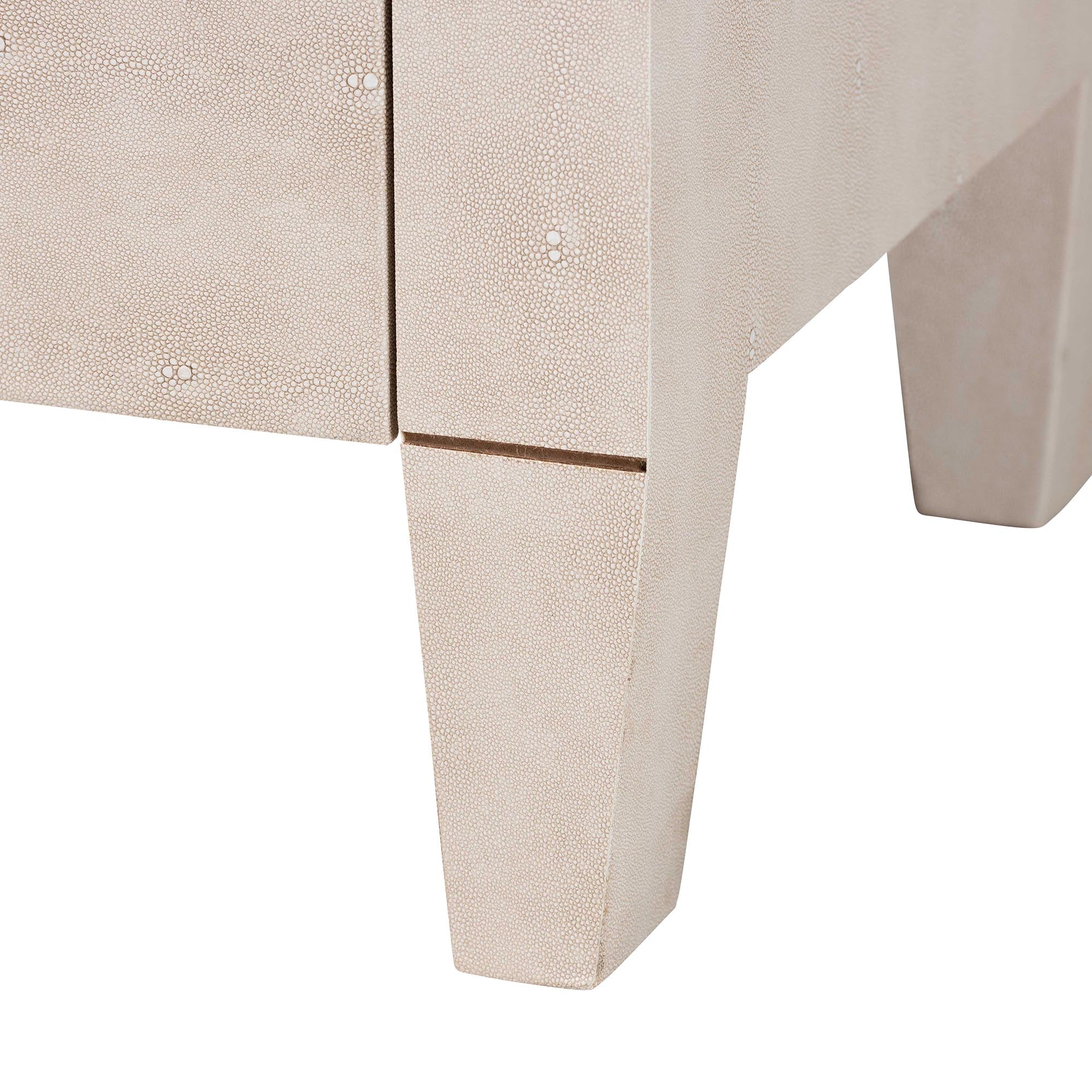 Leyna Modern Beige Faux Shagreen 3-Drawer Storage Cabinet
