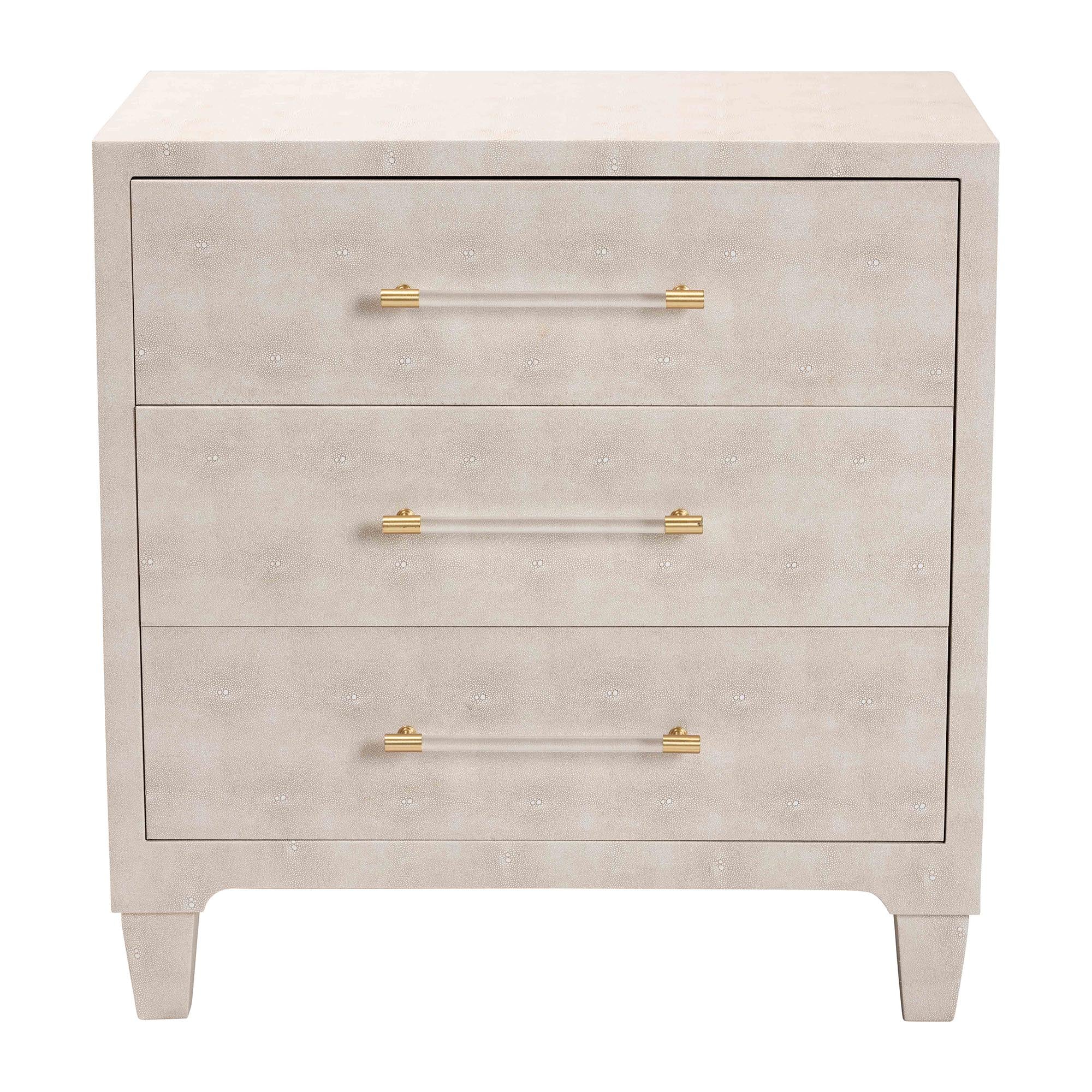Nira Modern Beige Faux Shagreen 3-Drawer Storage Cabinet