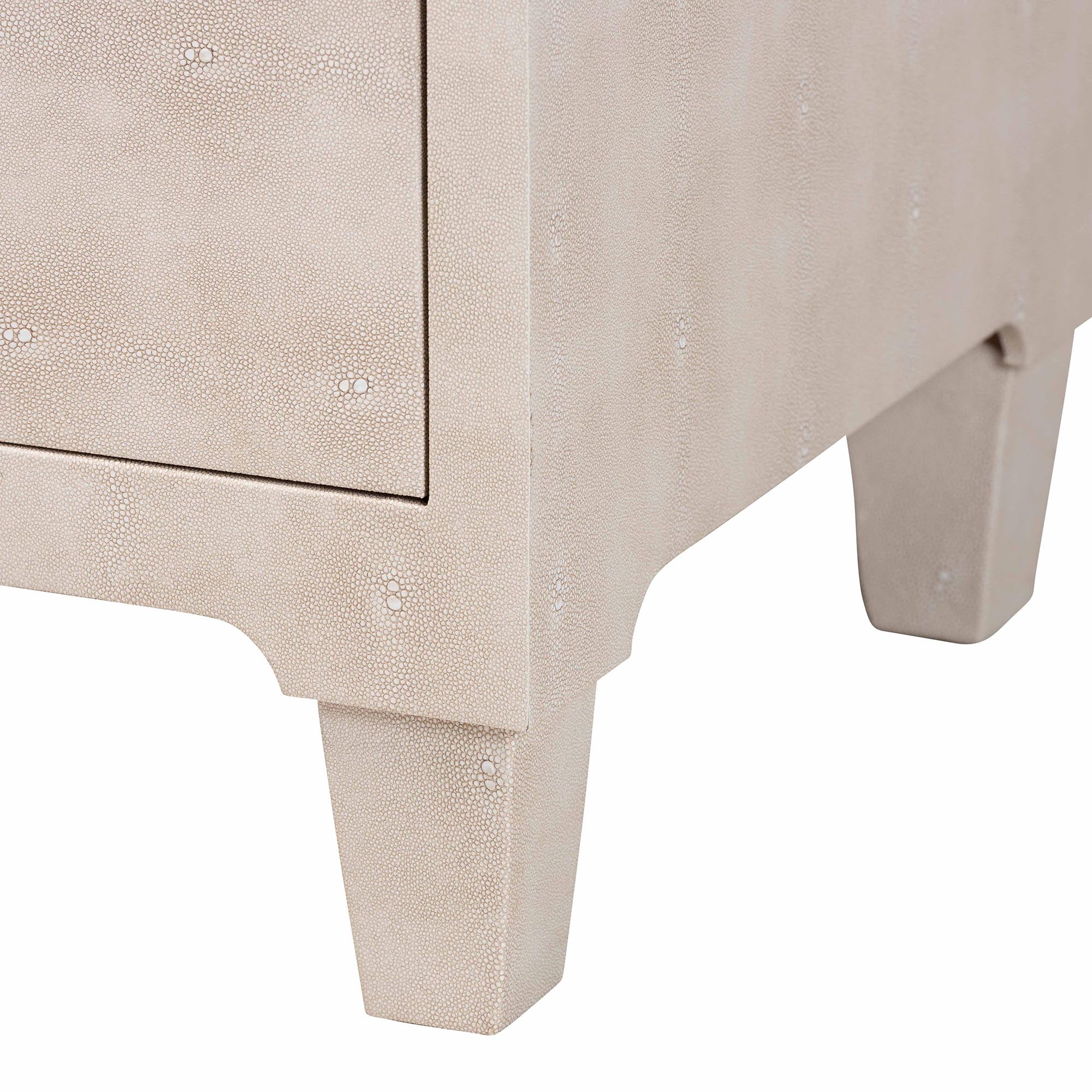 Nira Modern Beige Faux Shagreen 3-Drawer Storage Cabinet