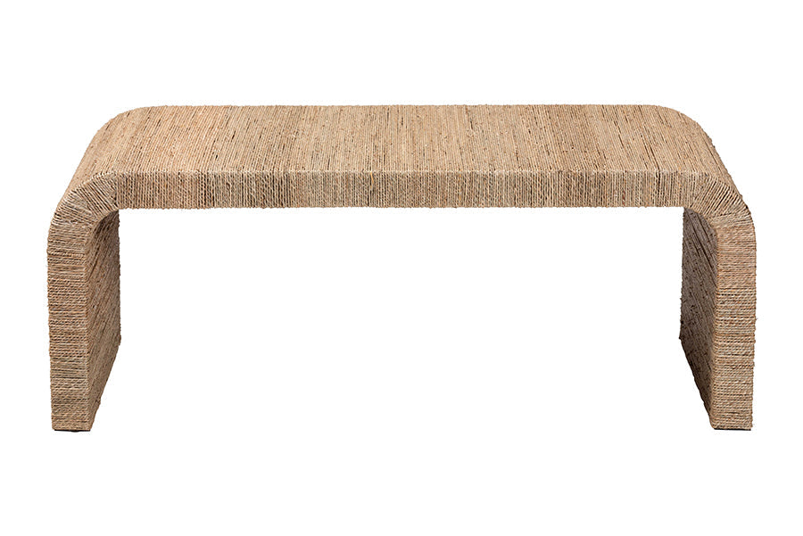 Eviana Japandi Natural Seagrass Waterfall Coffee Table