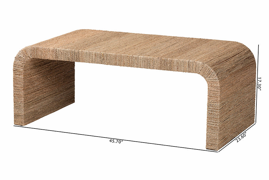 Eviana Japandi Natural Seagrass Waterfall Coffee Table