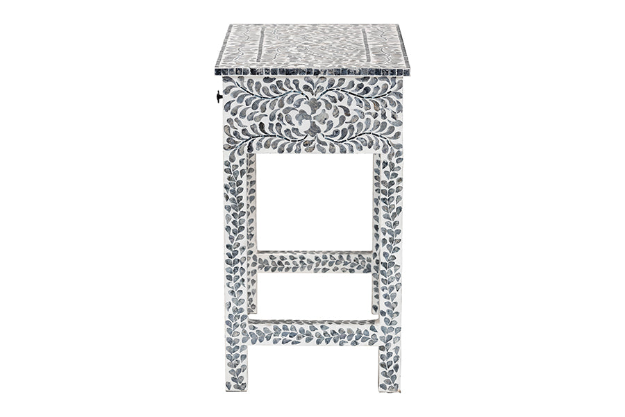 Diata Coastal Black and White Mother of Pearl Capiz Shell 2-Drawer Console Table