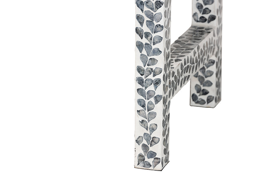 Diata Coastal Black and White Mother of Pearl Capiz Shell 2-Drawer Console Table