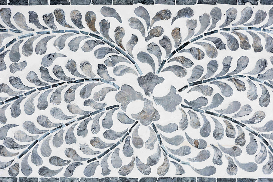 Diata Coastal Black and White Mother of Pearl Capiz Shell 2-Drawer Console Table