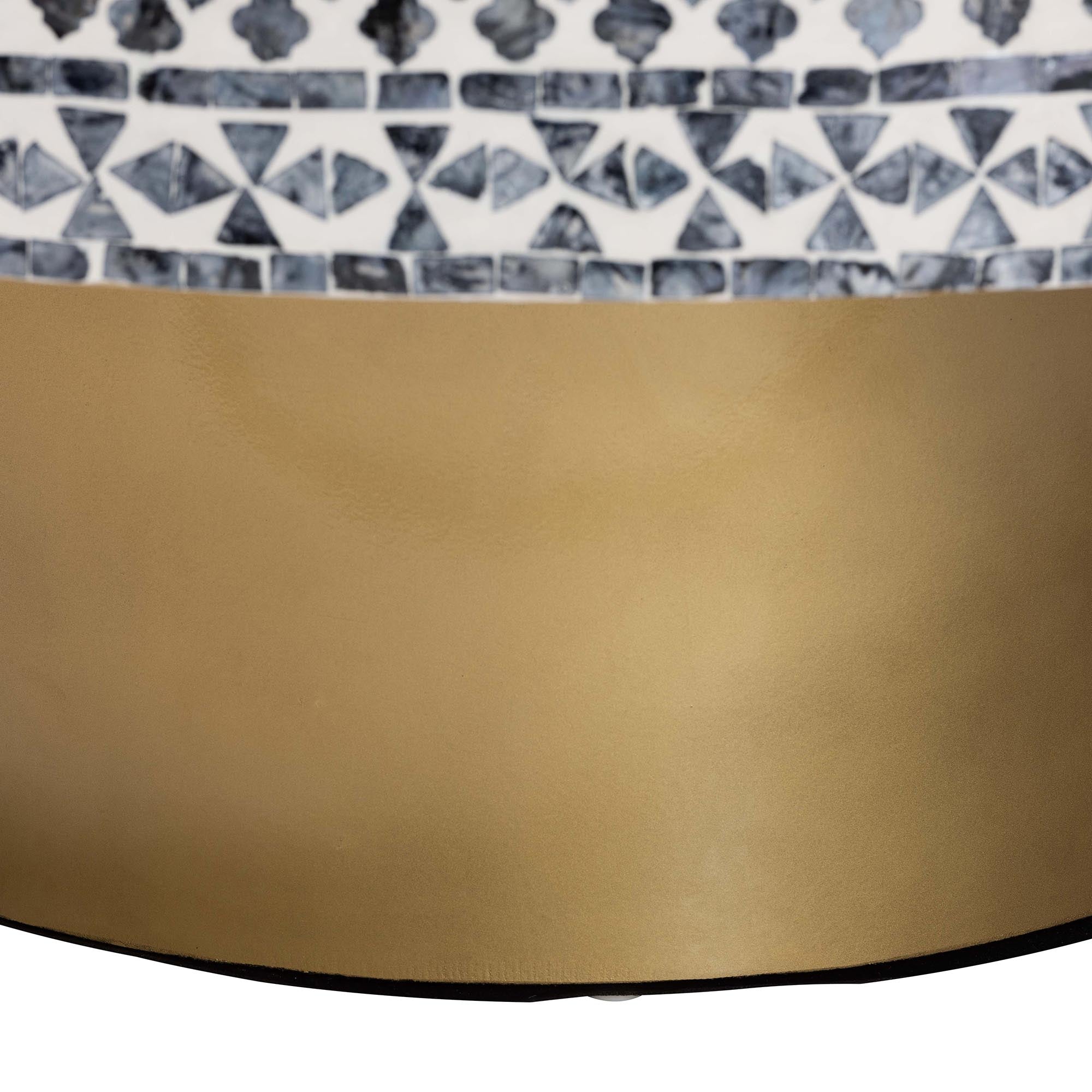 Idra Coastal Black and White Mother of Pearl Capiz Shell Coffee Table