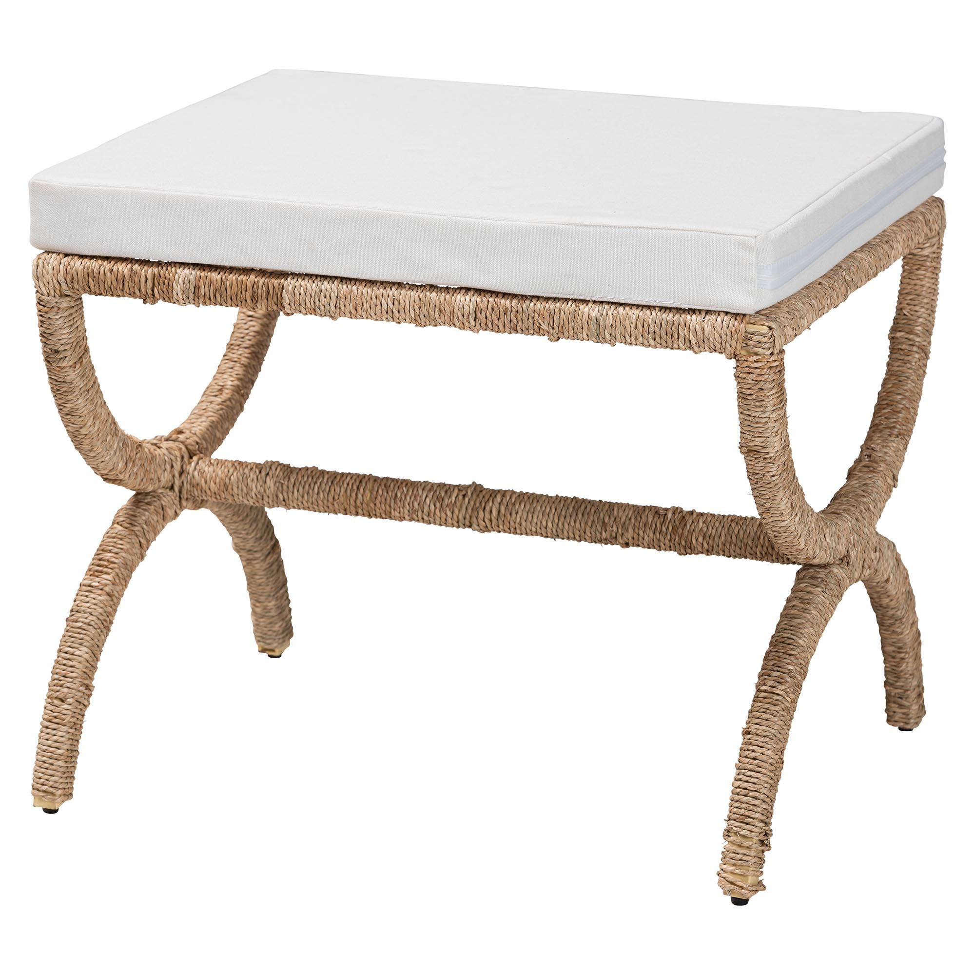 Maliyah Japandi Natural Seagrass Ottoman