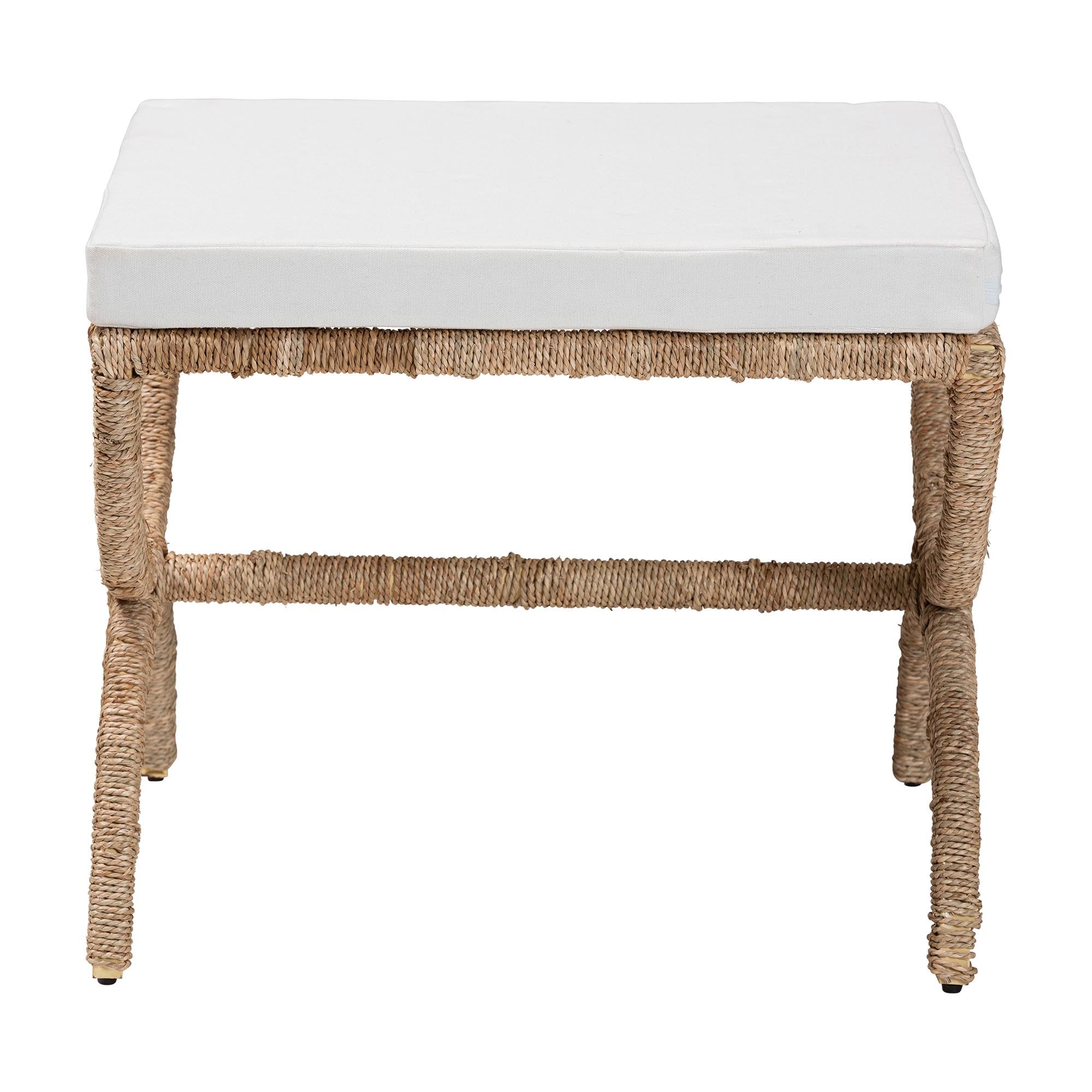Maliyah Japandi Natural Seagrass Ottoman