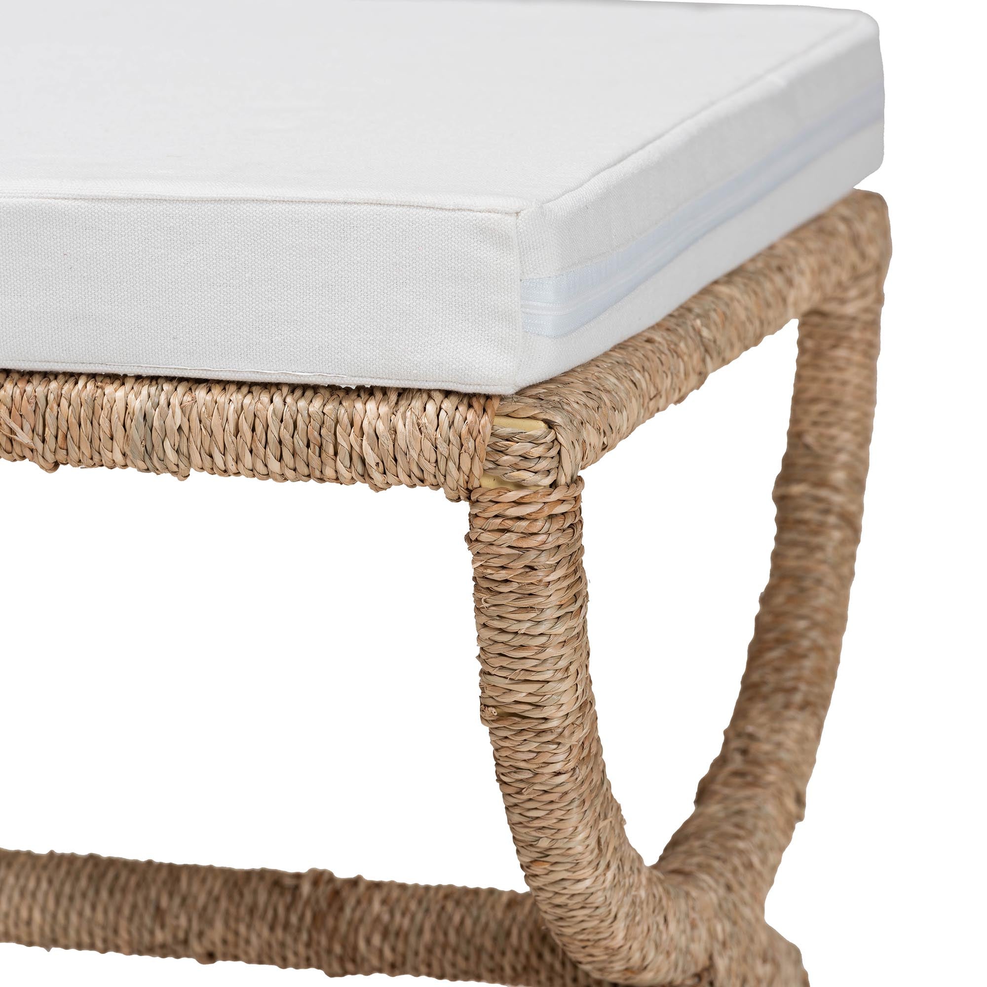 Maliyah Japandi Natural Seagrass Ottoman