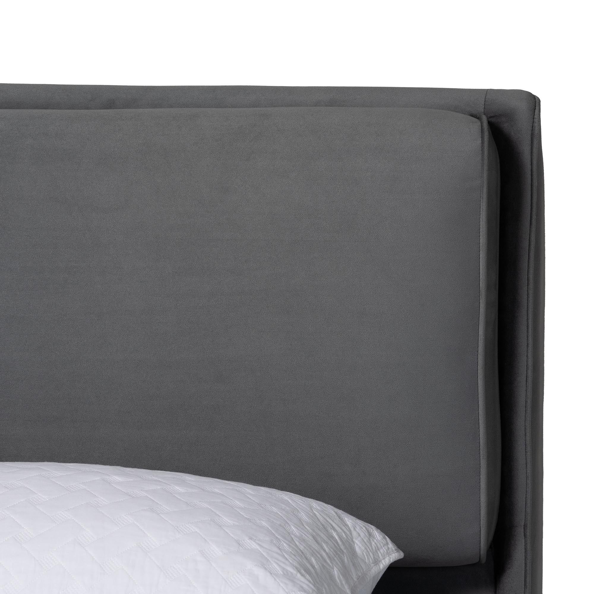 Etienne Modern Slate Grey Velvet Queen Platform Bed