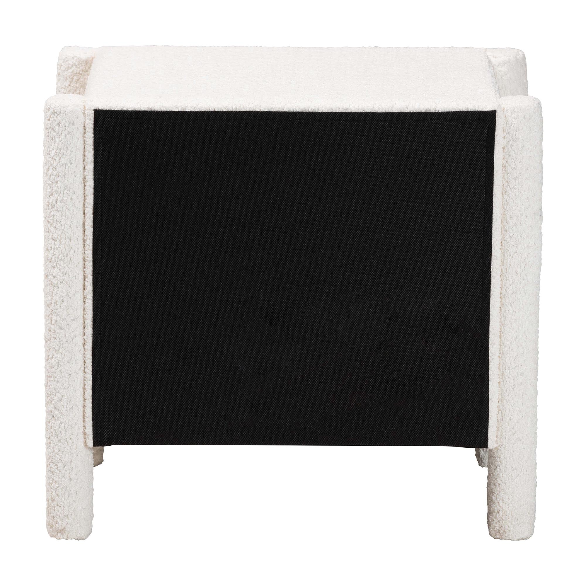 Laria Modern White Teddy-Bear Fabric 2-Drawer Nightstand