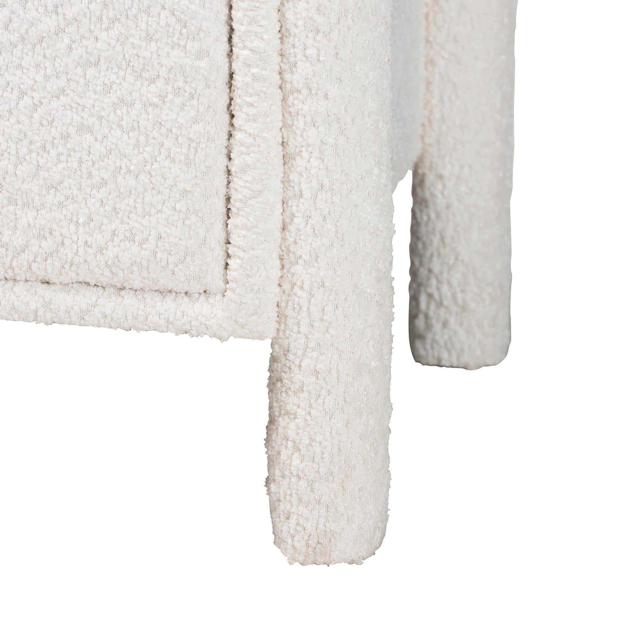Laria Modern White Teddy-Bear Fabric 2-Drawer Nightstand
