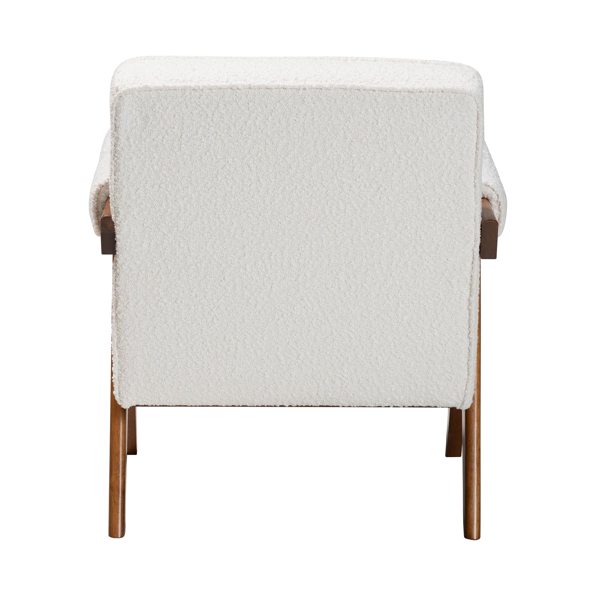 Georgina Japandi Cream Boucle and Walnut Brown Wood Accent Chair