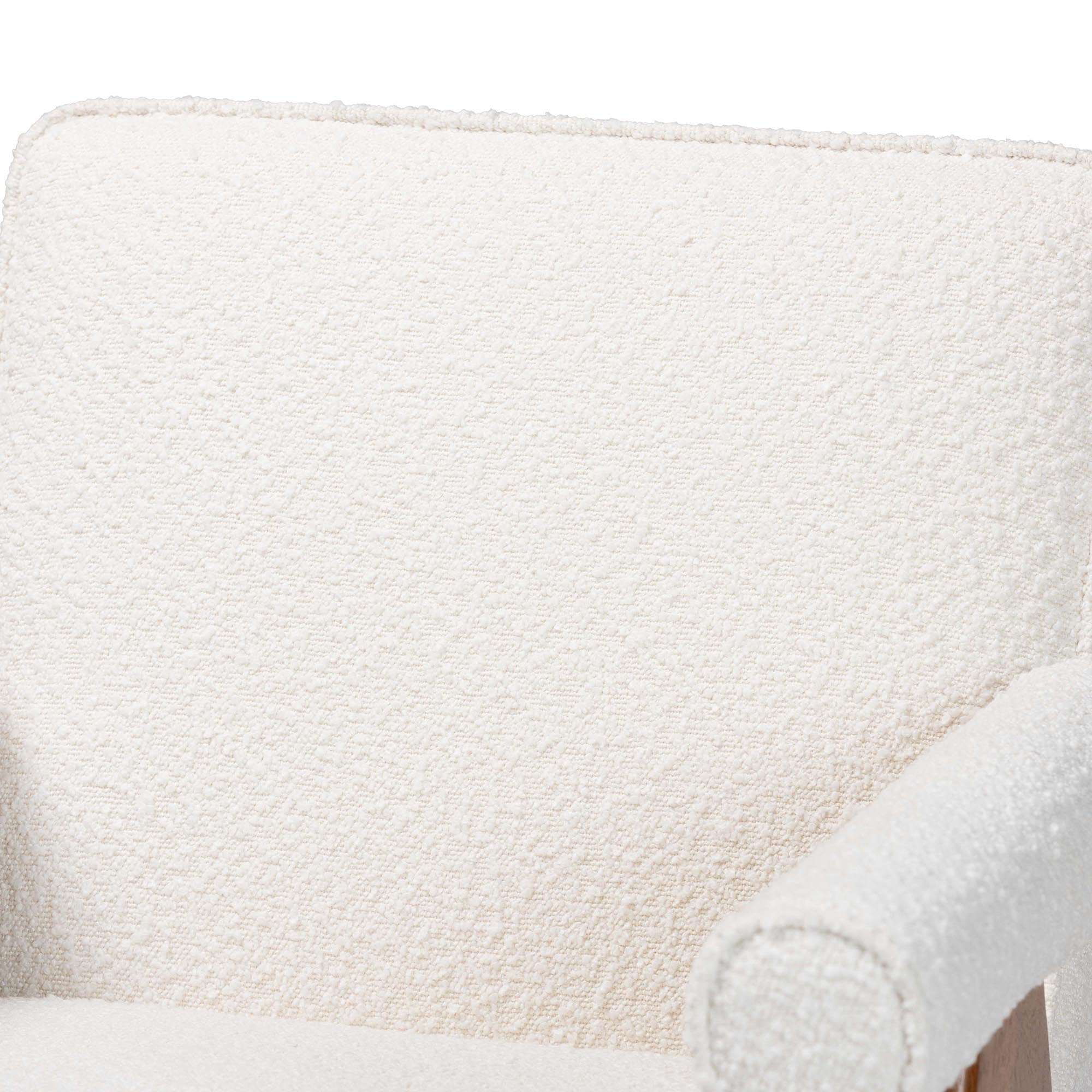 Georgina Japandi Cream Boucle and Walnut Brown Wood Accent Chair