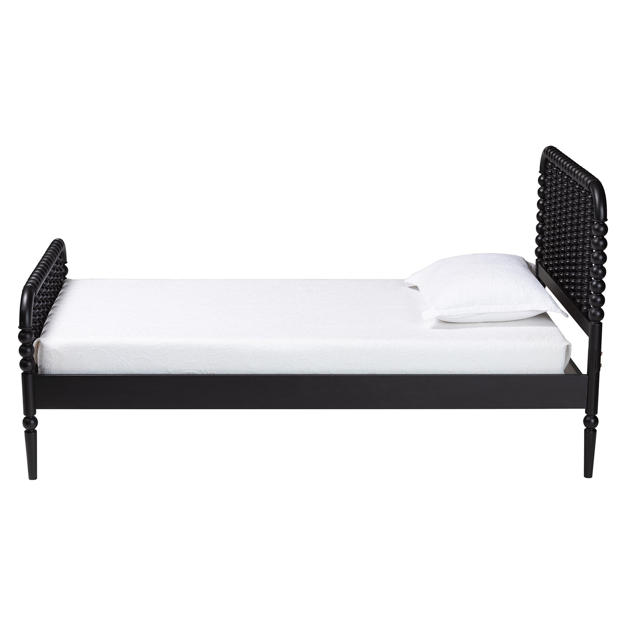 Lucera Mid-Century Black Twin Size Bobbin Bed
