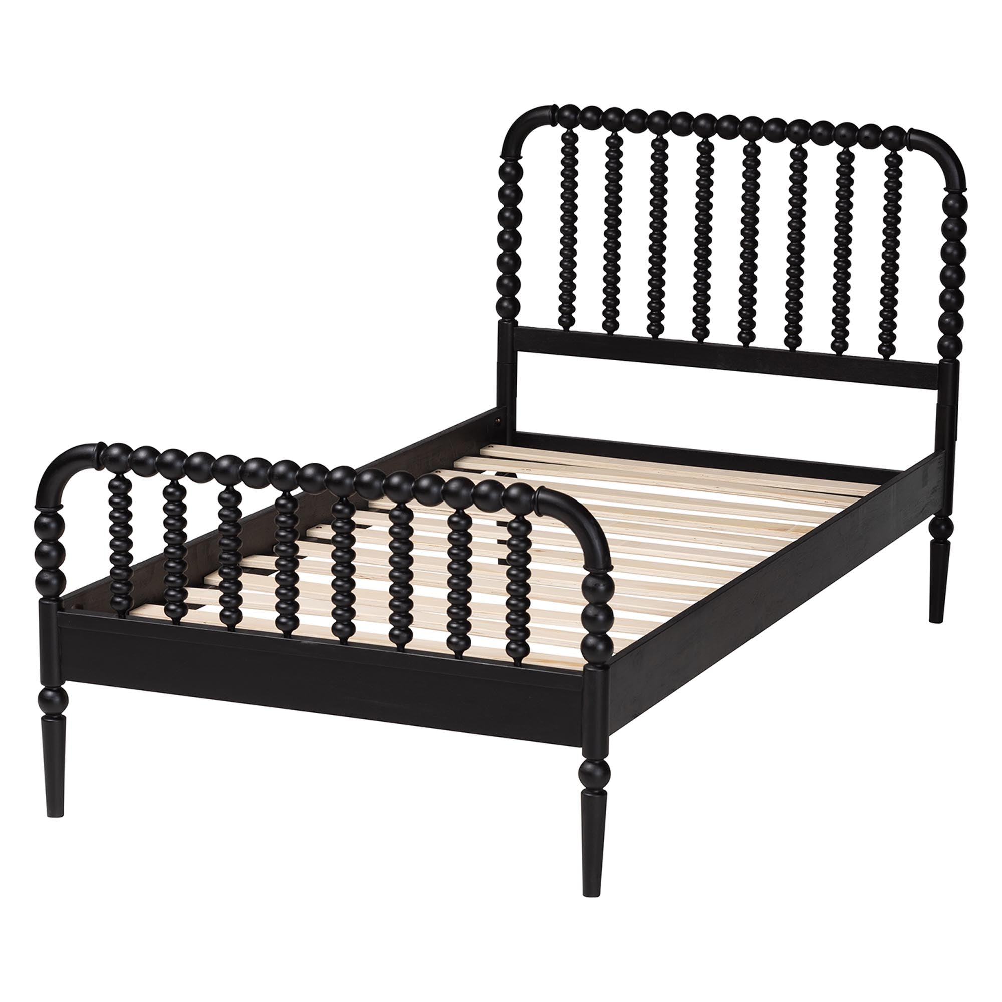 Lucera Mid-Century Black Full Size Bobbin Bed