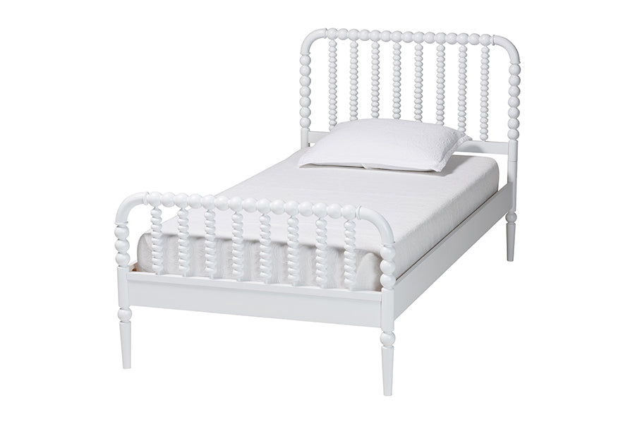 Lucera Mid-Century White Twin Size Bobbin Bed