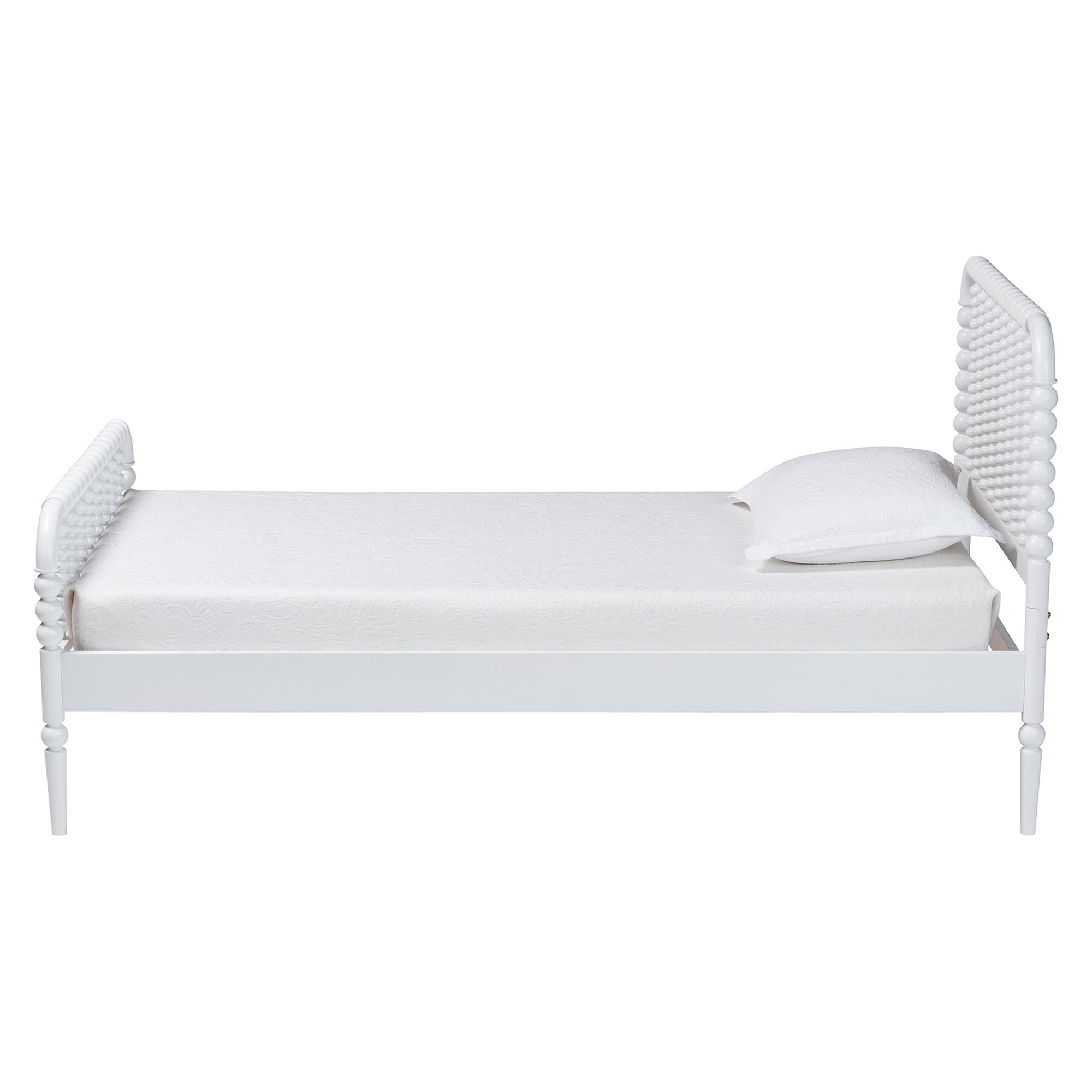 Lucera Mid-Century White Twin Size Bobbin Bed