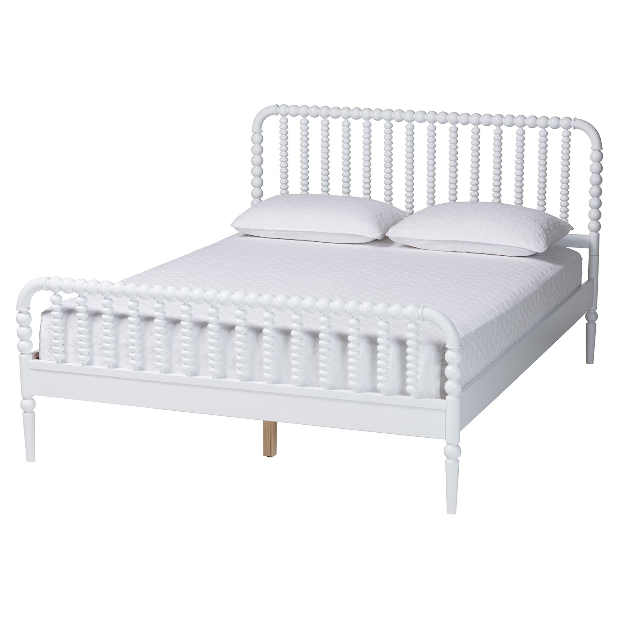 Lucera Mid-Century White Full Size Bobbin Bed