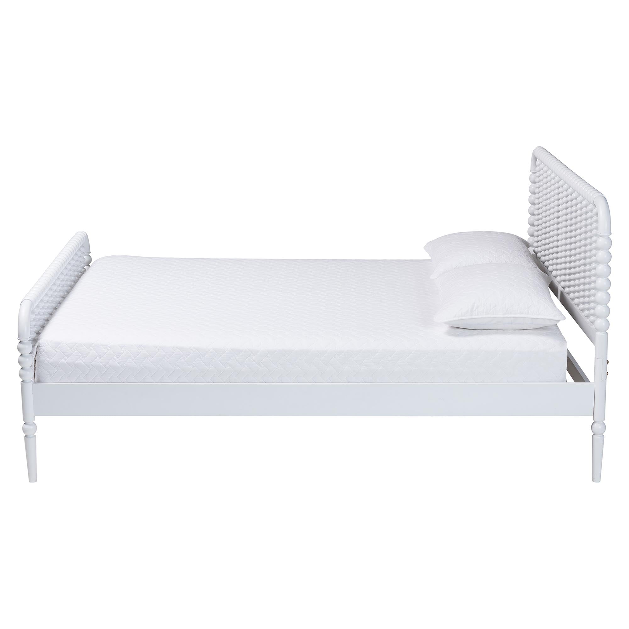 Lucera Mid-Century White Full Size Bobbin Bed