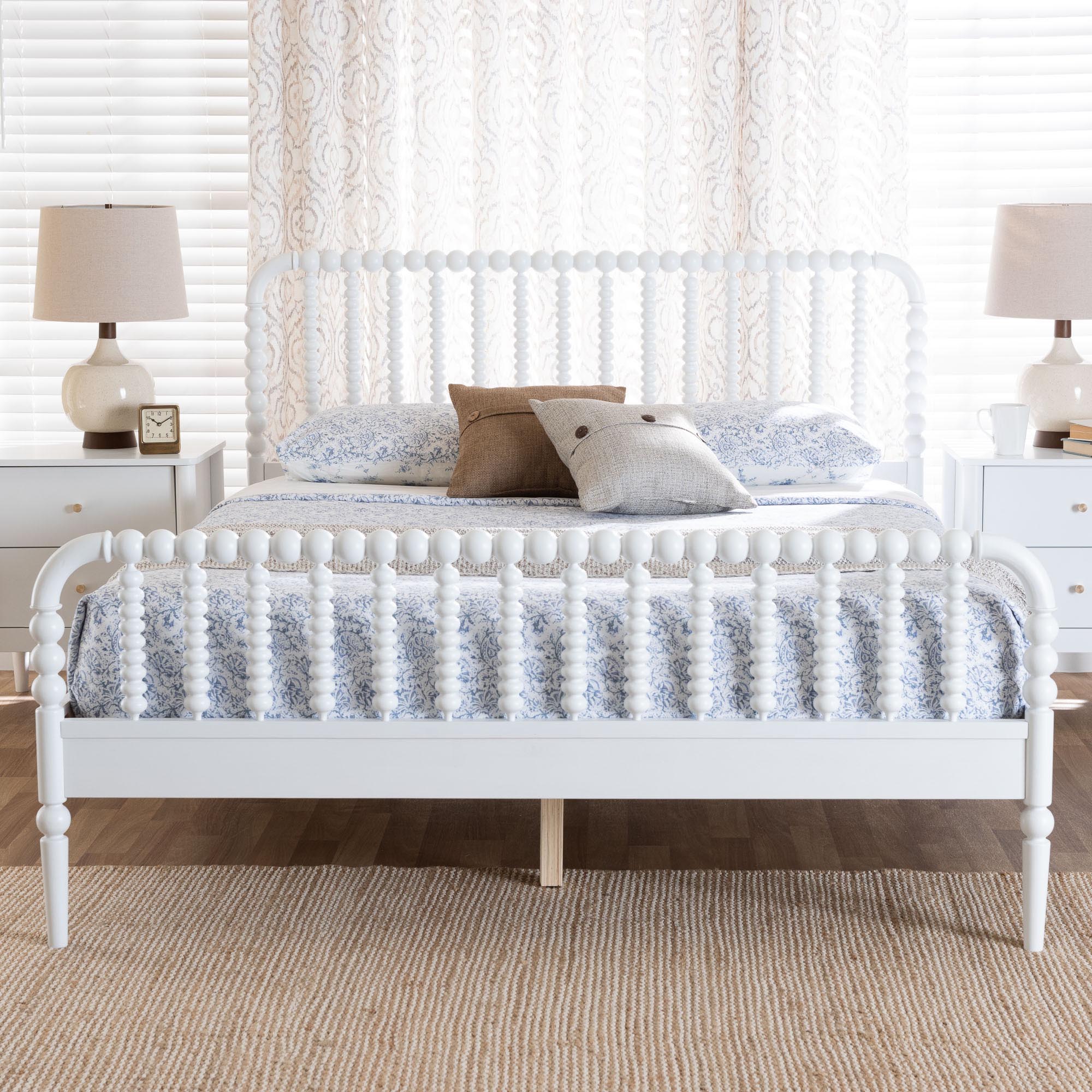 Lucera Mid-Century White Full Size Bobbin Bed