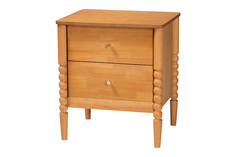 Lucera Mid-Century Oak Brown Queen Size 4-Piece Bobbin Bedroom Set