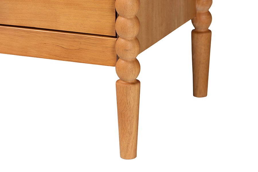 Lucera Mid-Century Oak Brown Queen Size 4-Piece Bobbin Bedroom Set