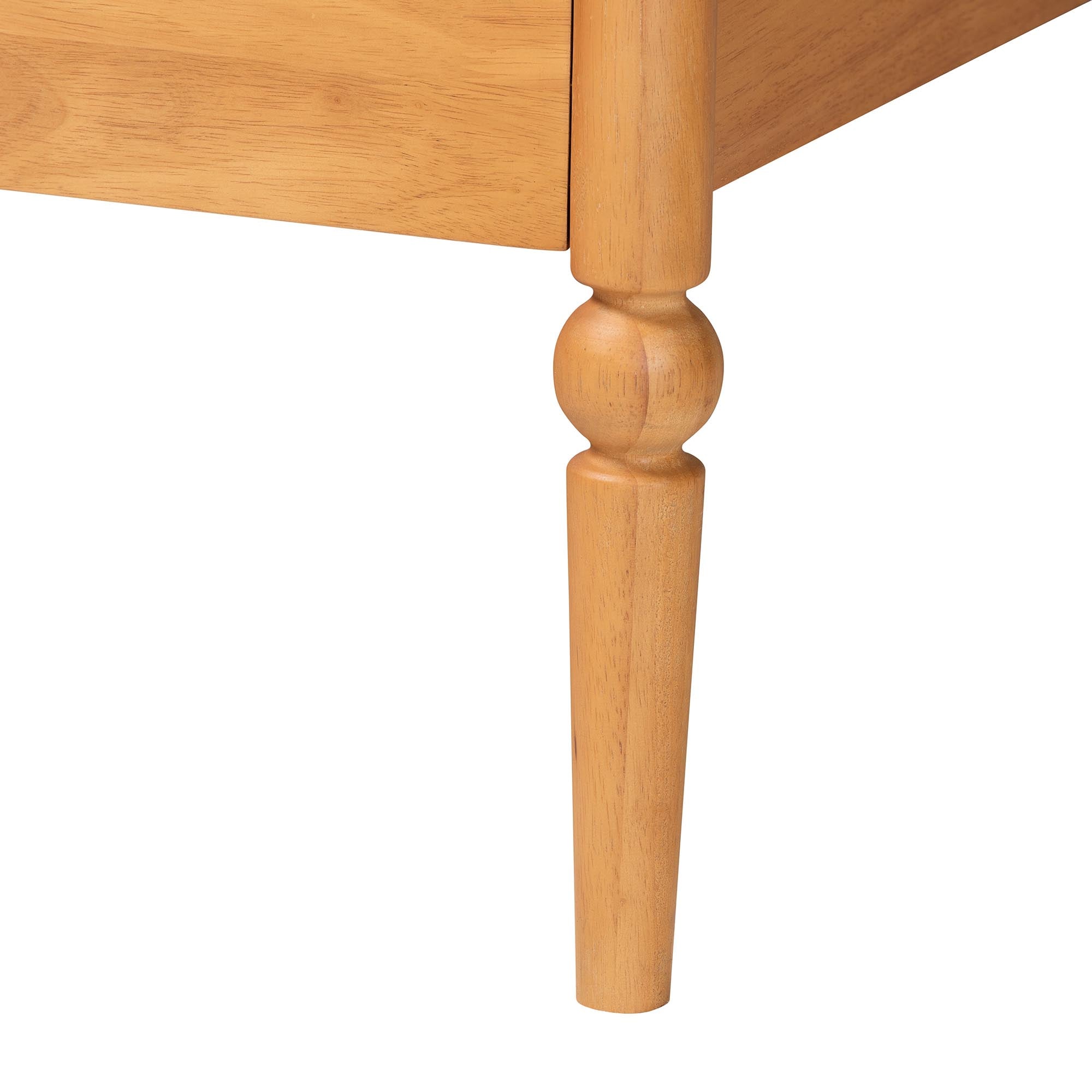 Lucera Mid-Century Oak Brown Queen Size Bobbin Bed