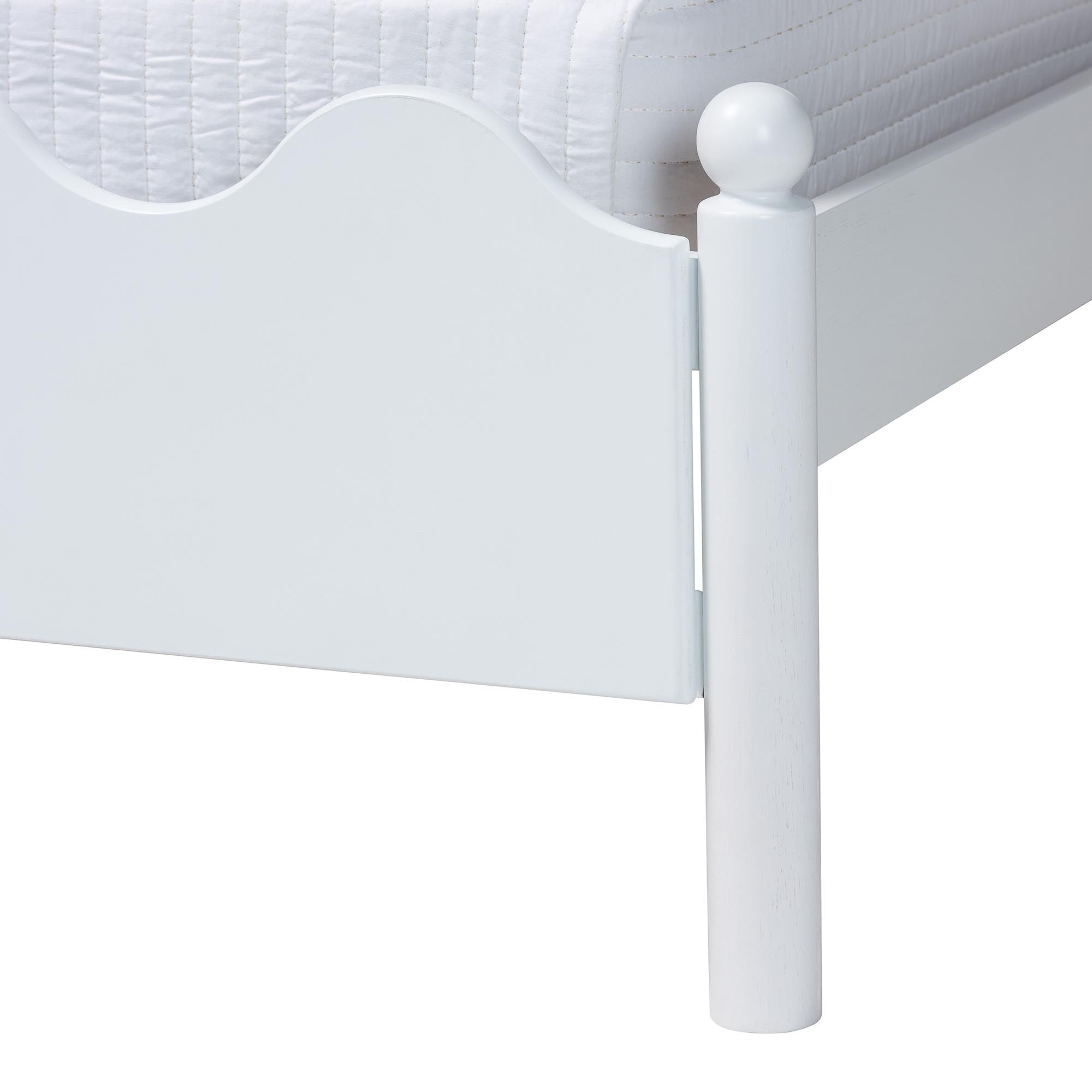Malaya Modern White Wood Full Platform Bed with Scalloped Edges