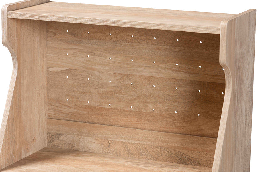 Pavone Mid-Century Modern Oak Brown Wood Kitchen Cabinet