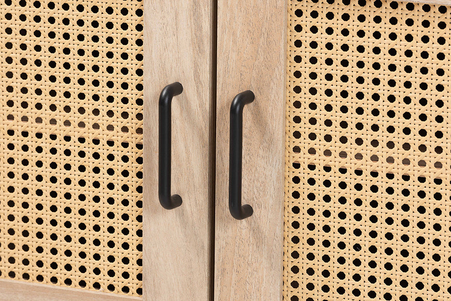 Pavone Mid-Century Modern Oak Brown Wood Kitchen Cabinet