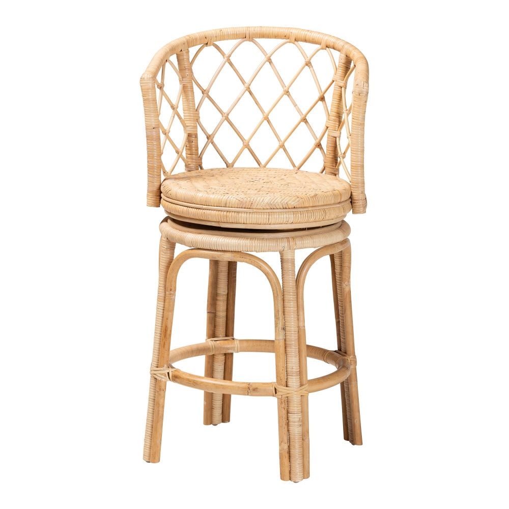 Ayu Bohemian Light Honey Rattan Swivel Counter Stool