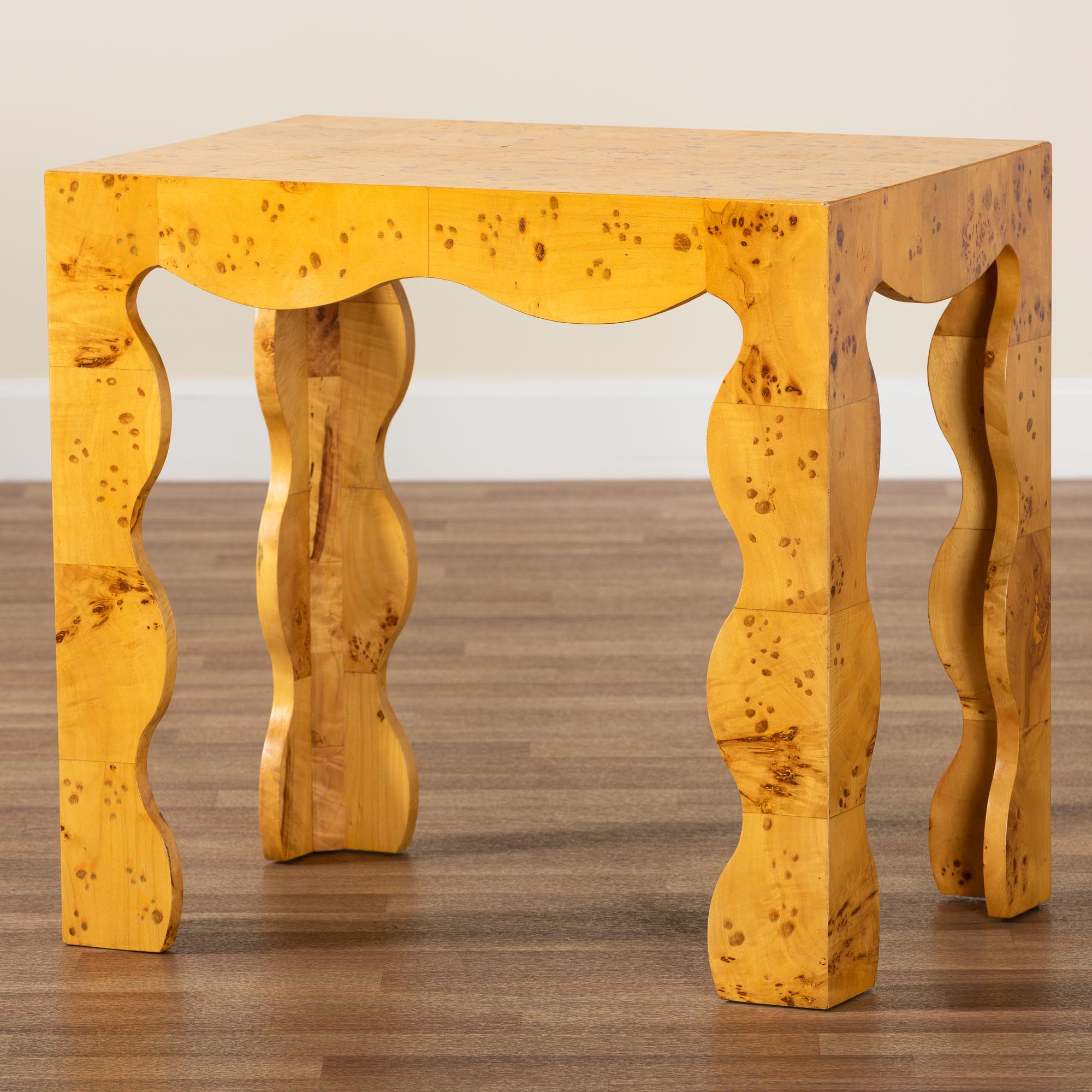 Huxley Modern and Contemporary Natural Real Burl Wood End Table
