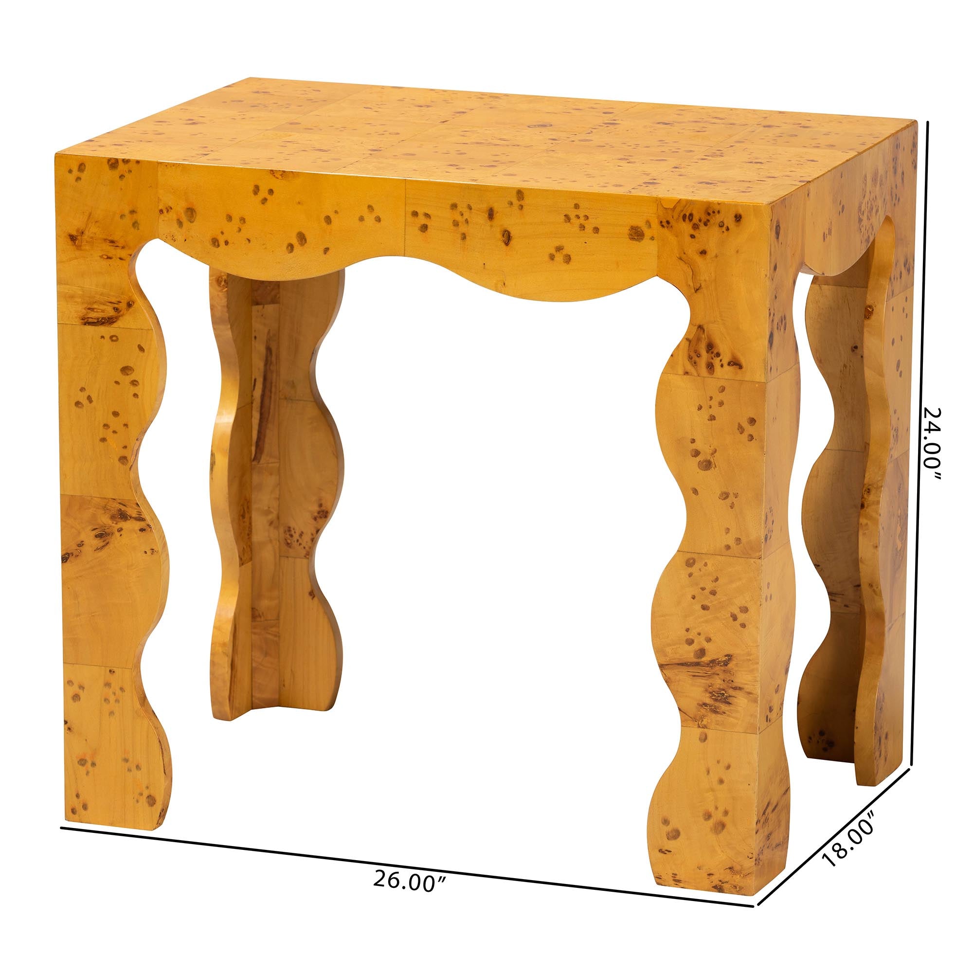 Huxley Modern and Contemporary Natural Real Burl Wood End Table