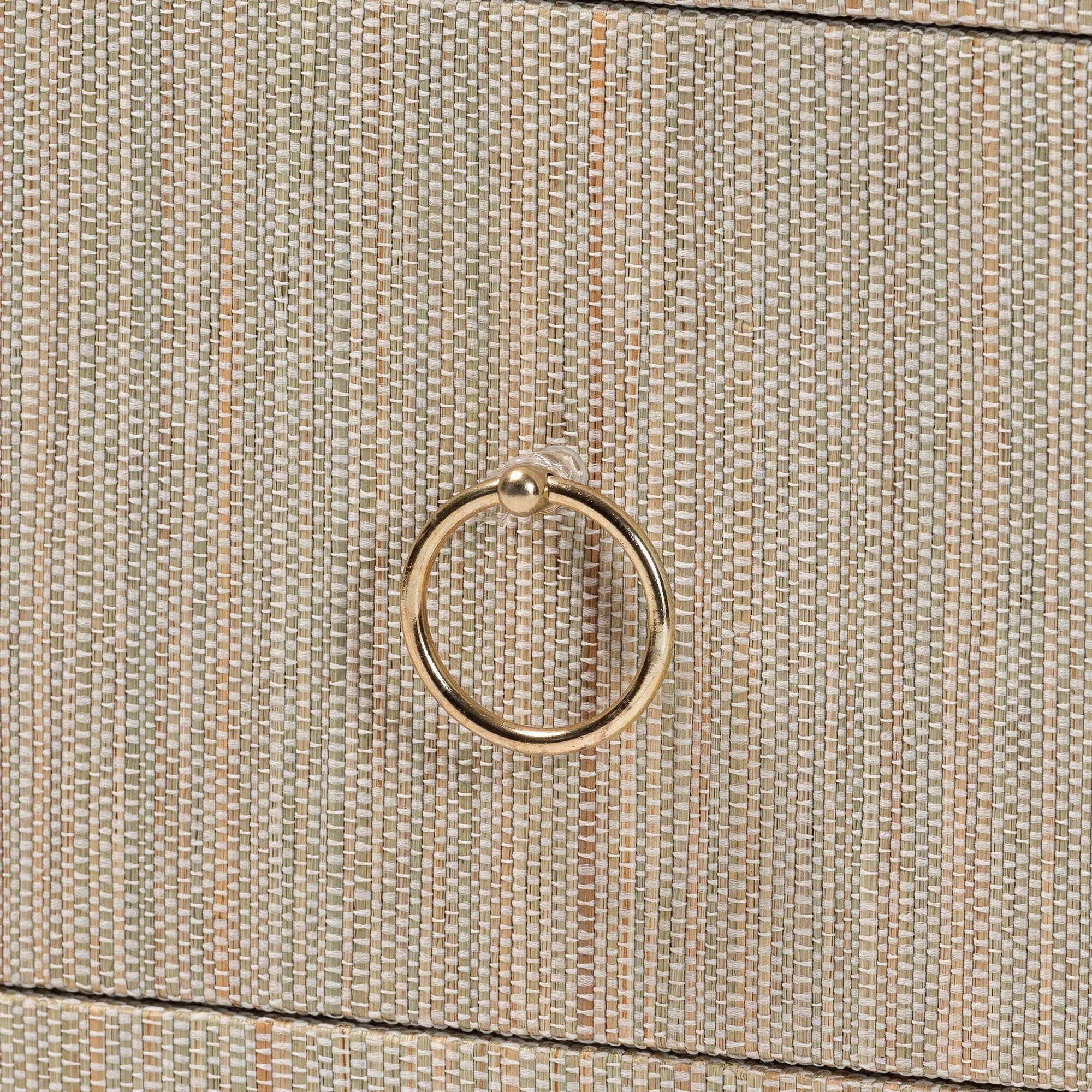 bali & pari Quinn Bohemian Woven Natural Grasscloth 3-Drawer Nightstand