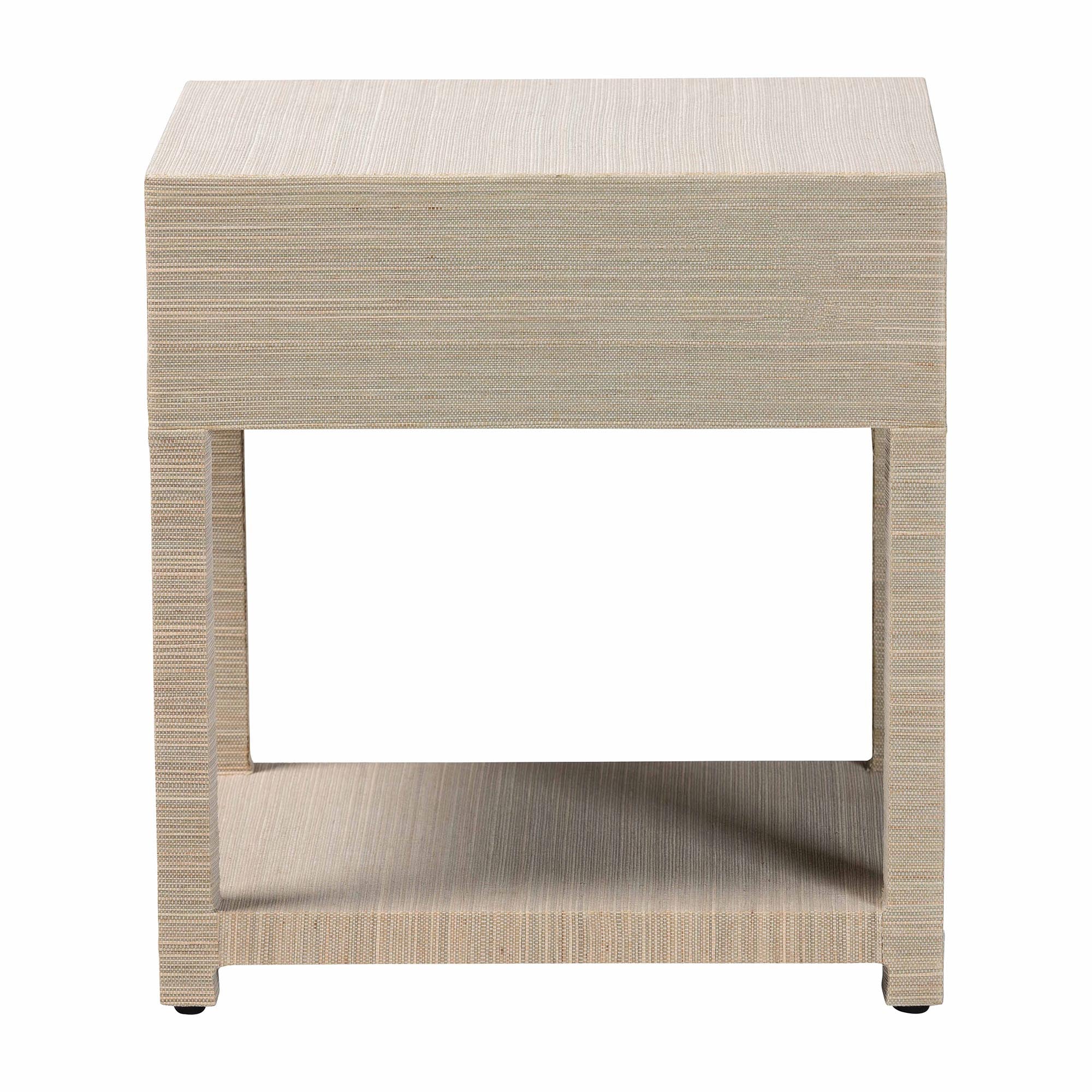 Nata Bohemian Woven Natural Grasscloth 1-Drawer Nightstand