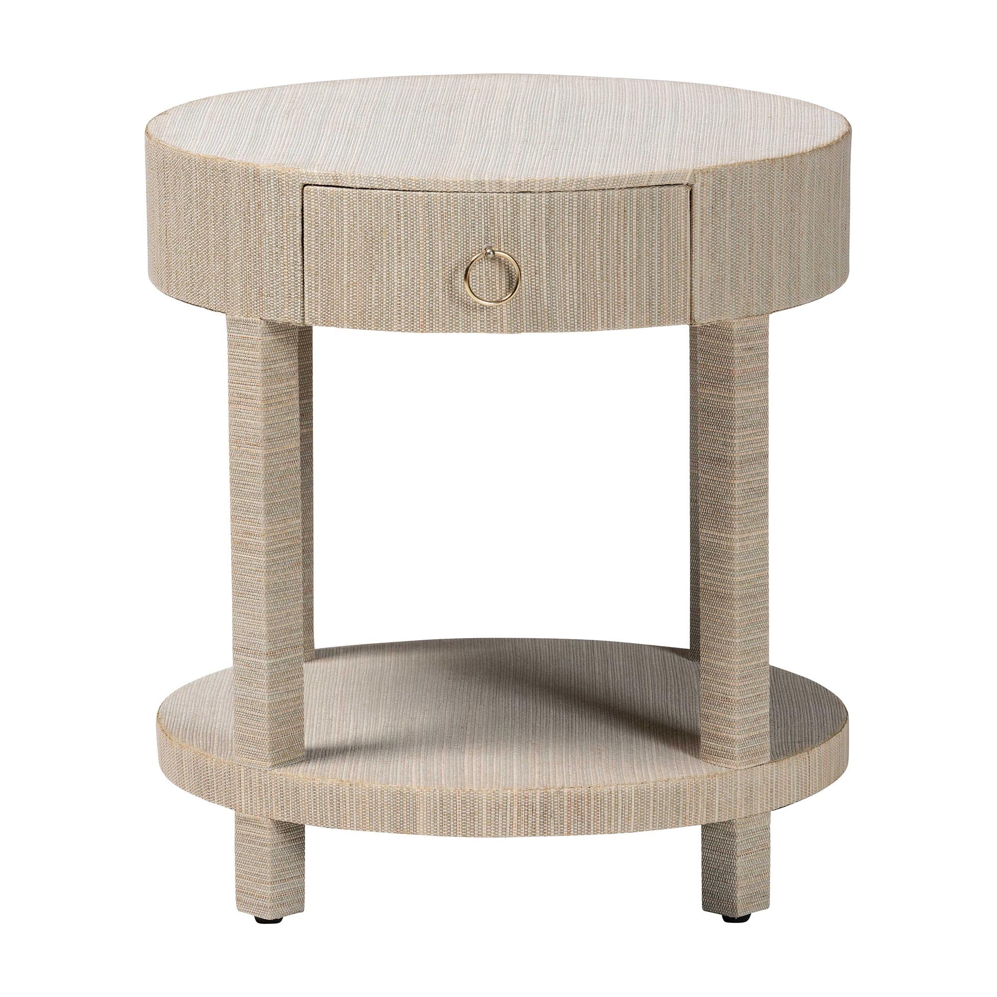 Sadia Bohemian Woven Natural Grasscloth 1-Drawer Nightstand