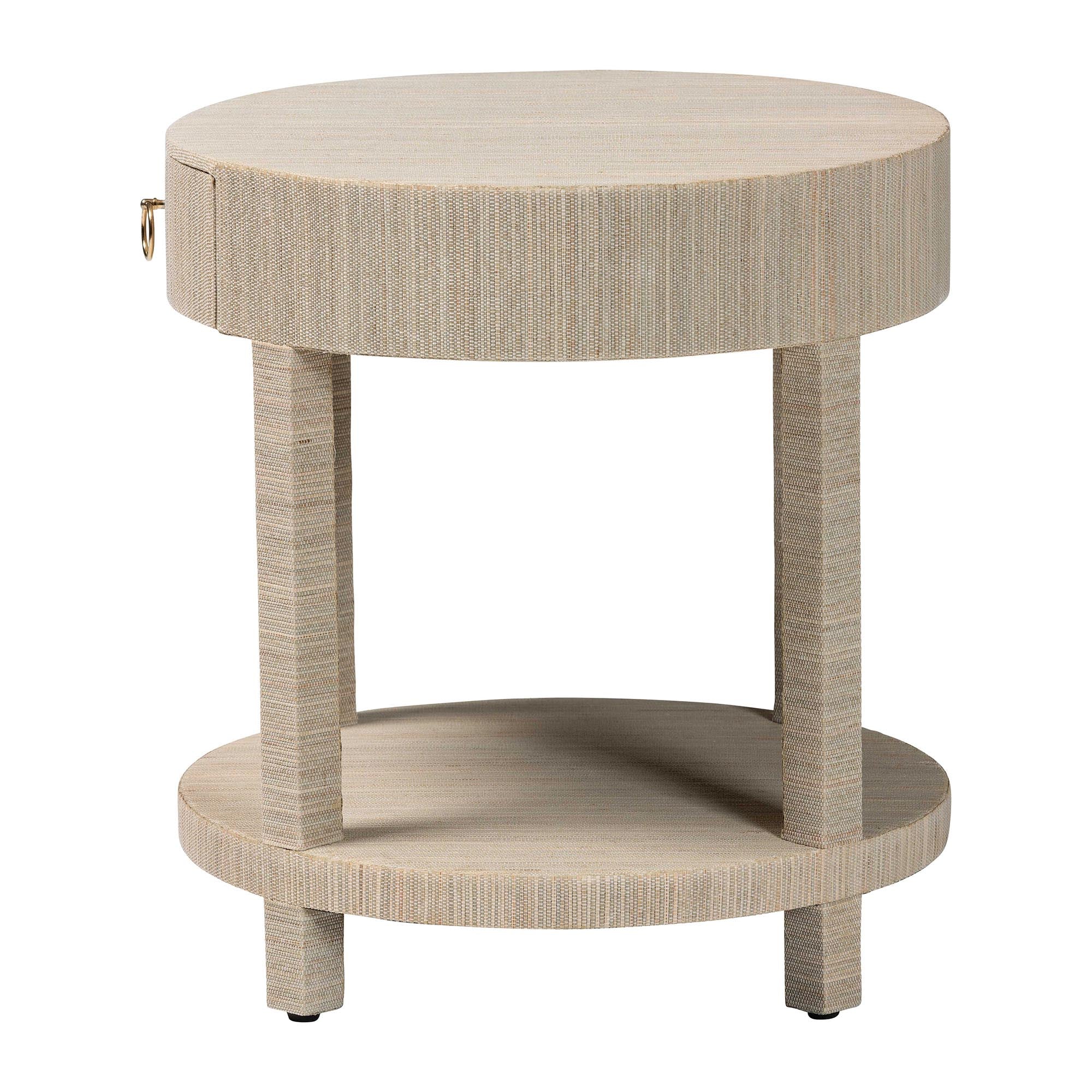 Sadia Bohemian Woven Natural Grasscloth 1-Drawer Nightstand