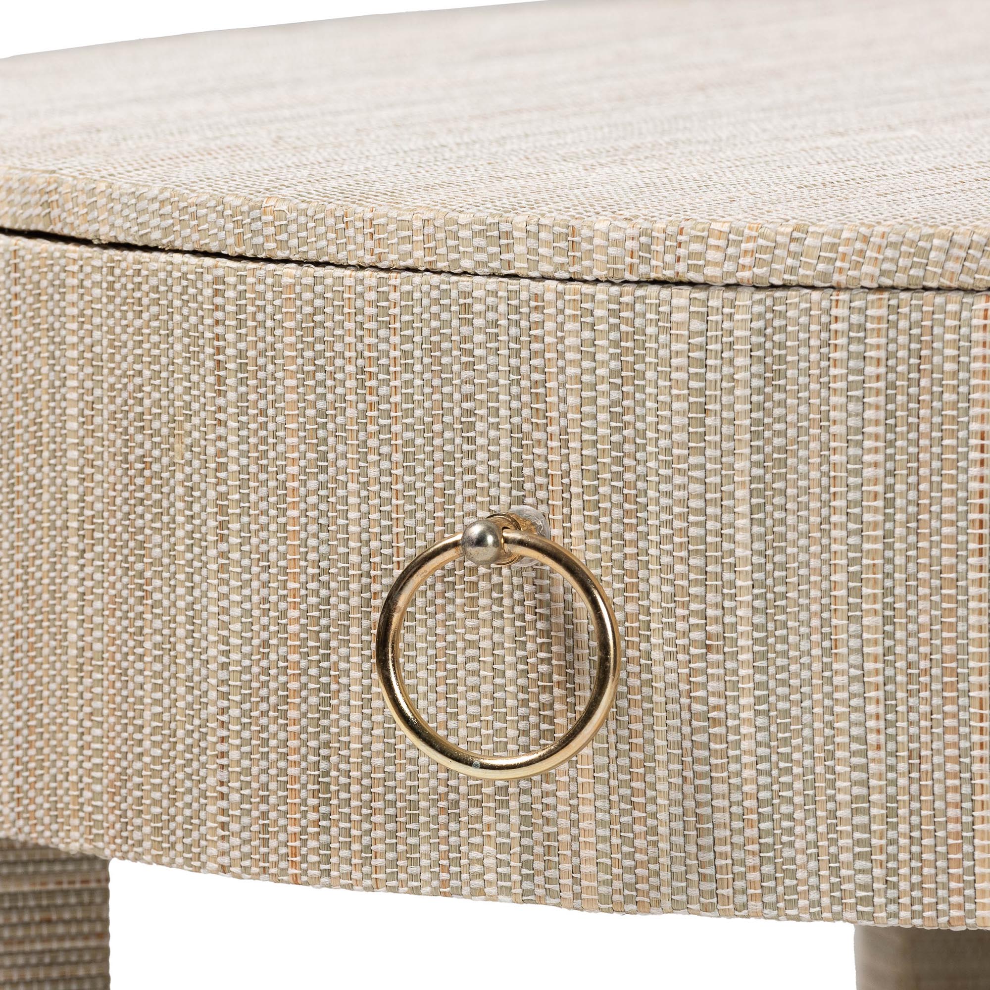Sadia Bohemian Woven Natural Grasscloth 1-Drawer Nightstand